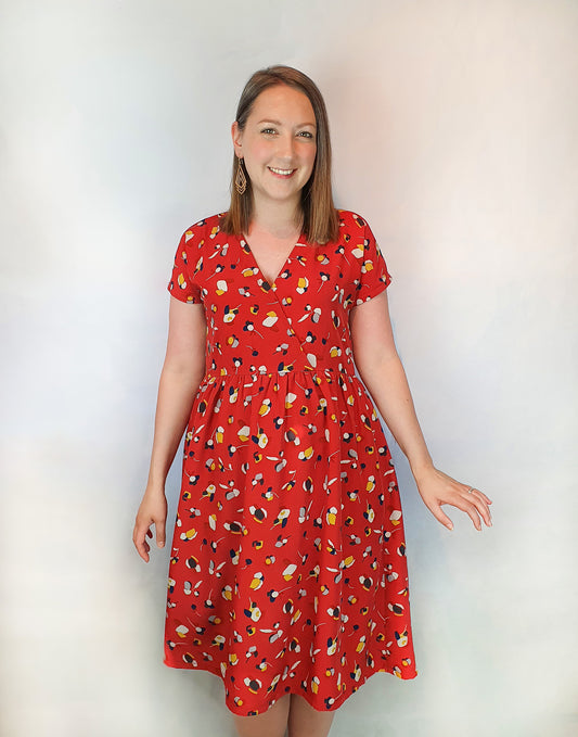 Amy's Self-Drafted Dress in Gabriella Peachskin