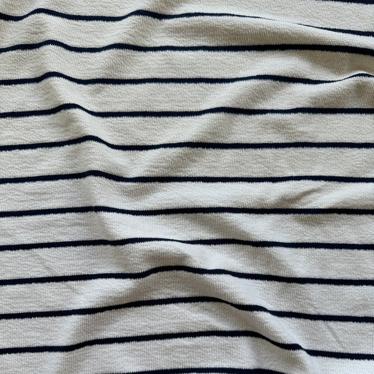 Striped Cotton Knit Fabric in Navy and Ecru
