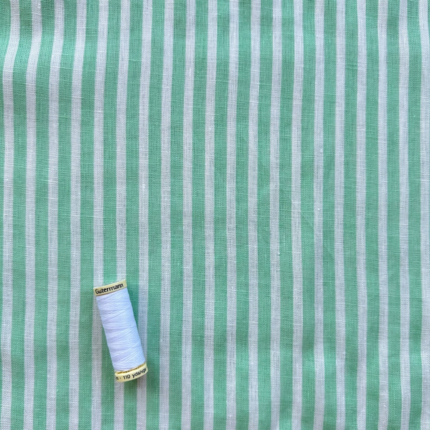 Mint and White Stripe Linen Fabric
