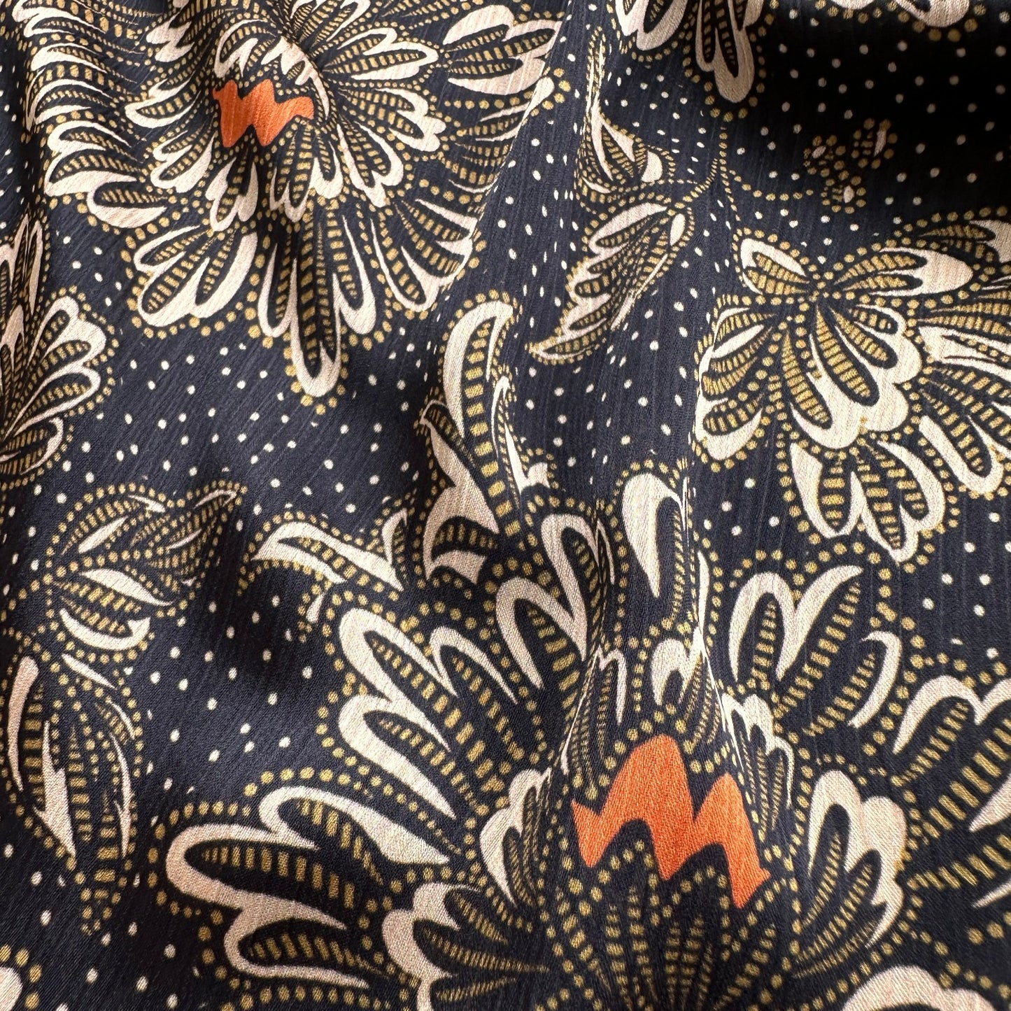 Peonies Crinkle Satin Fabric