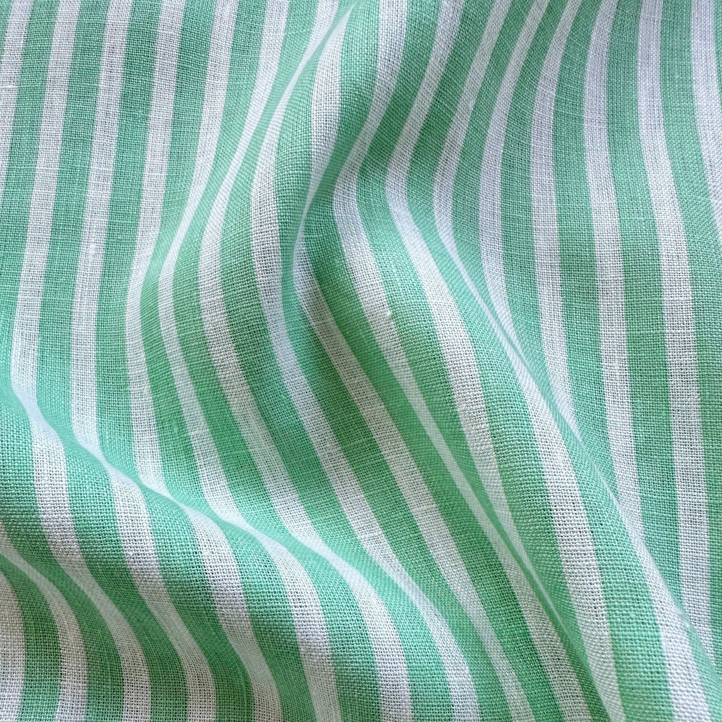 Mint and White Stripe Linen Fabric
