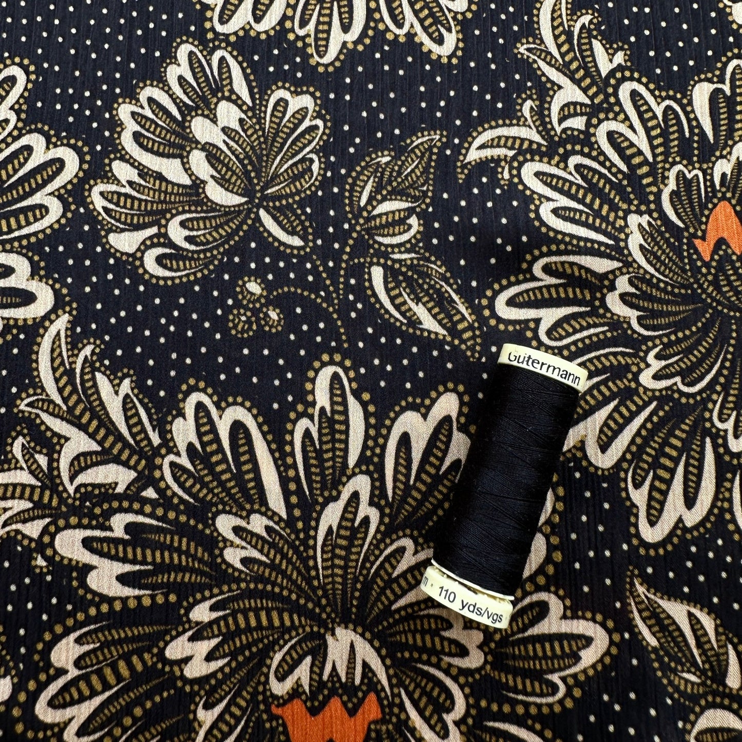 Peonies Crinkle Satin Fabric