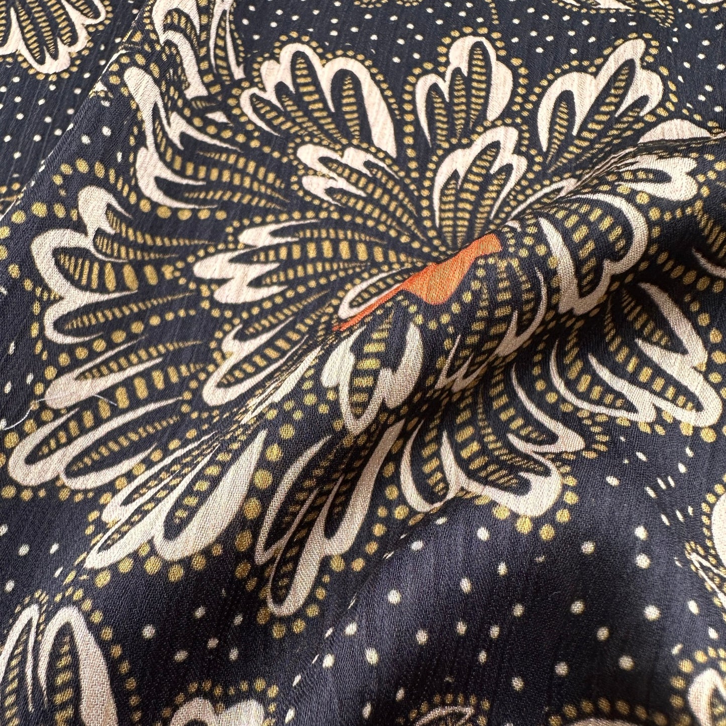 Peonies Crinkle Satin Fabric