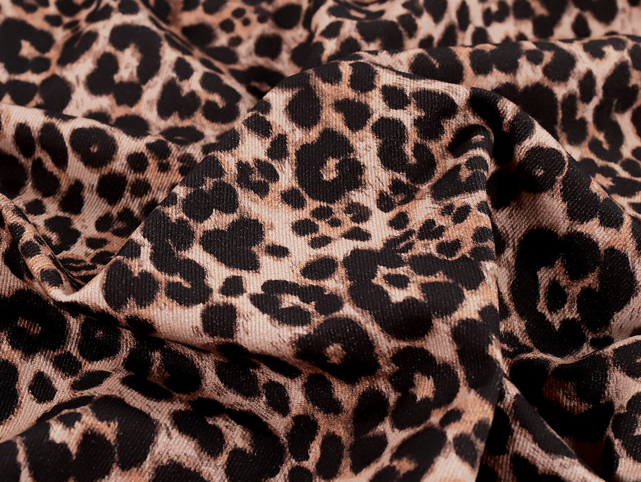 Ace Animal Print Denim Fabric in Brown - Fabric Godmother