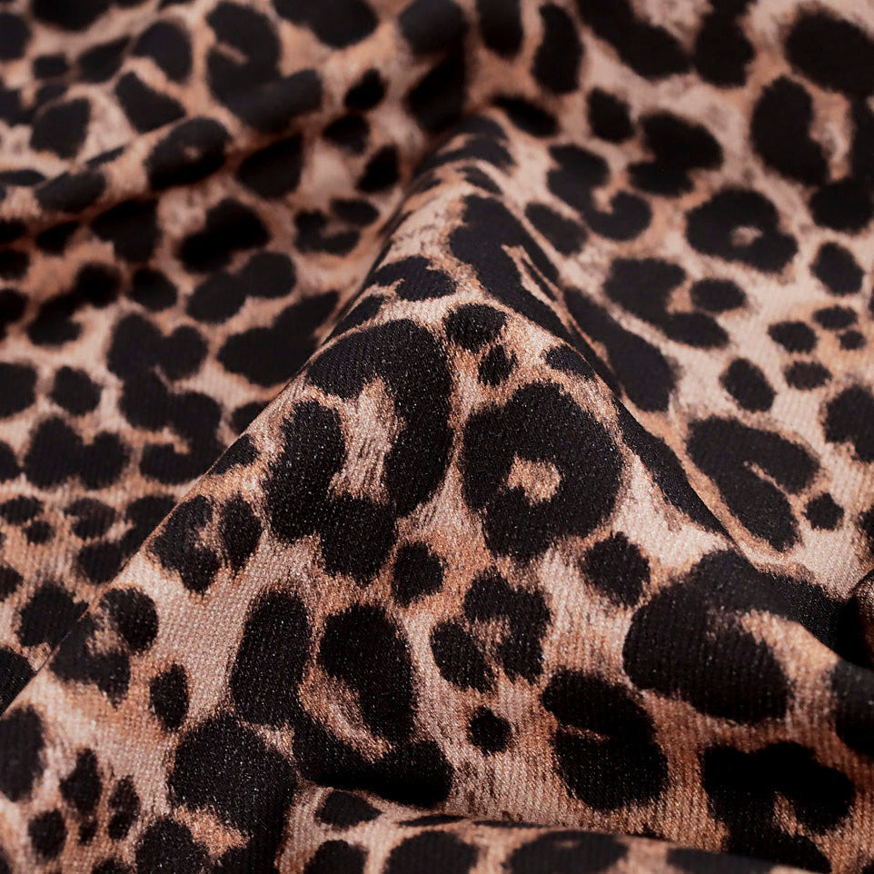 Ace Animal Print Denim Fabric in Brown - Fabric Godmother