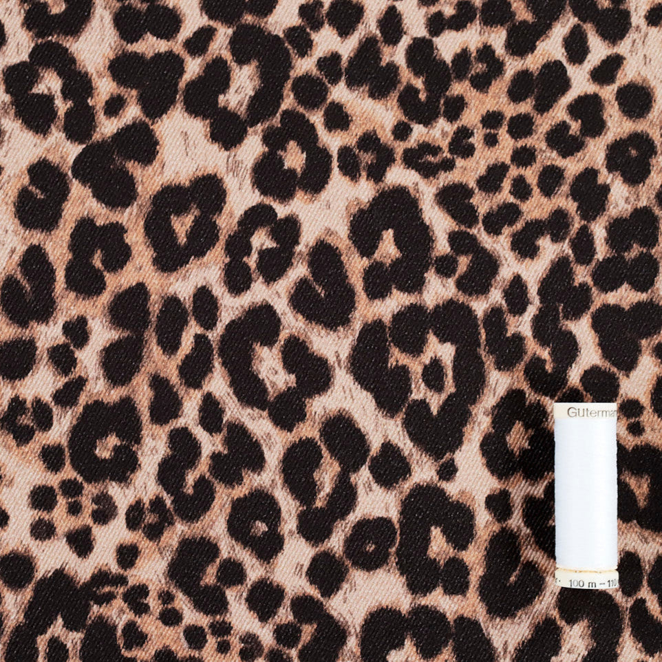 Ace Animal Print Denim Fabric in Brown - Fabric Godmother