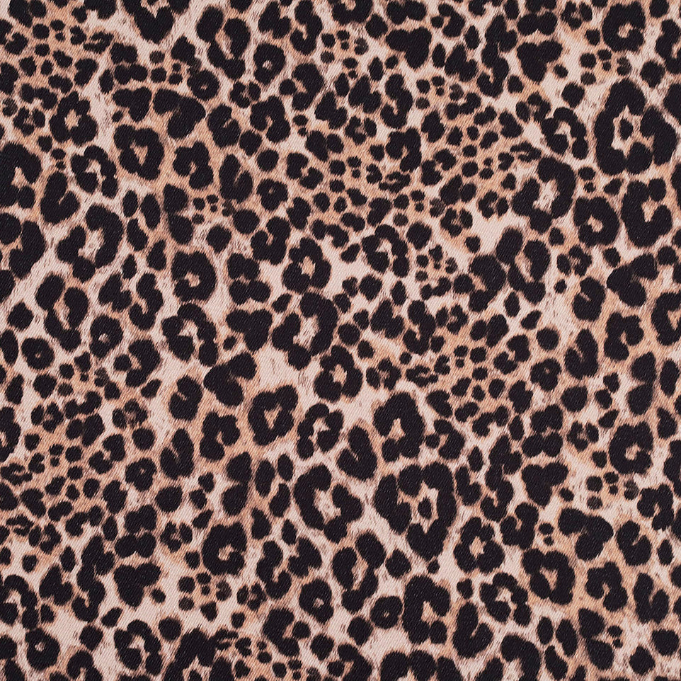 Ace Animal Print Denim Fabric in Brown - Fabric Godmother