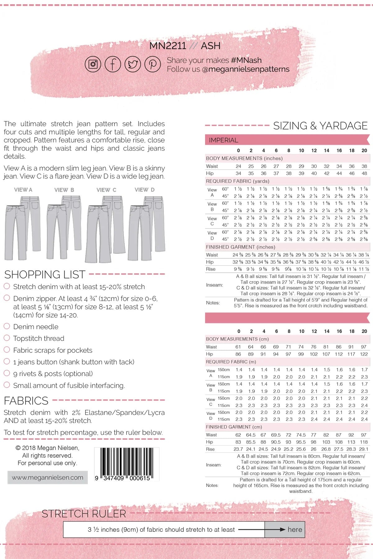 Ash Jeans Sewing Pattern - Megan Nielsen Patterns