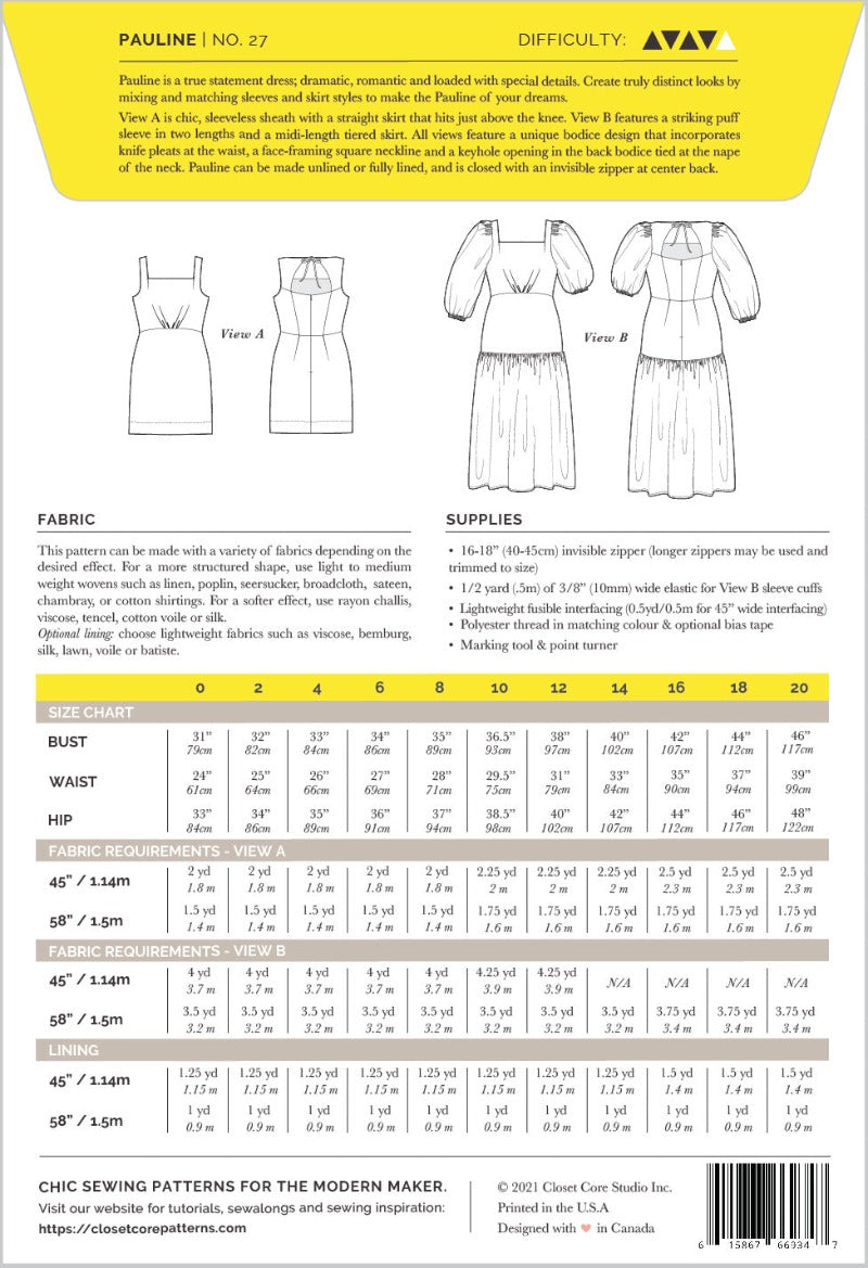 Pauline Sewing Pattern - Closet Core Patterns