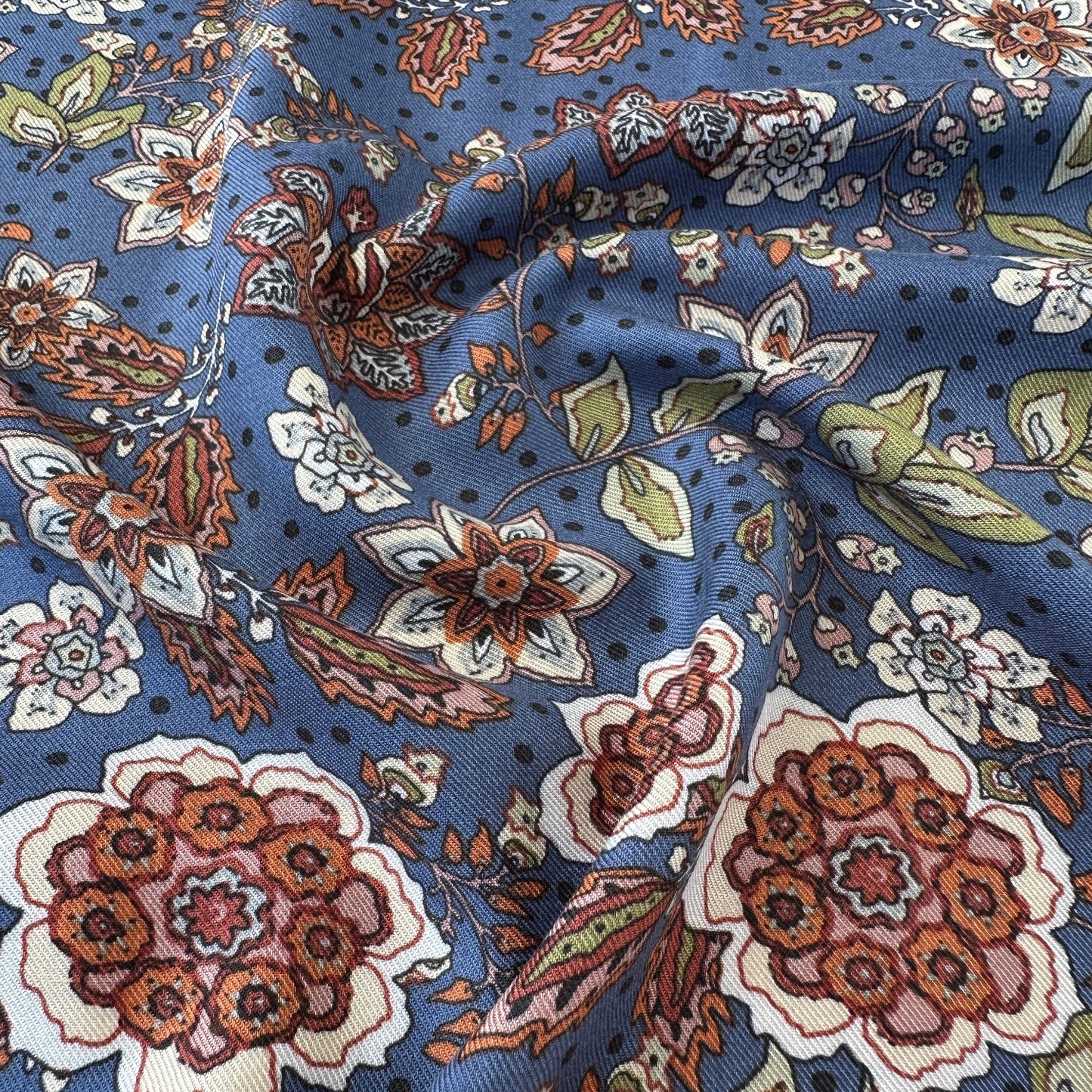 Bella Viscose Twill Fabric in Blue