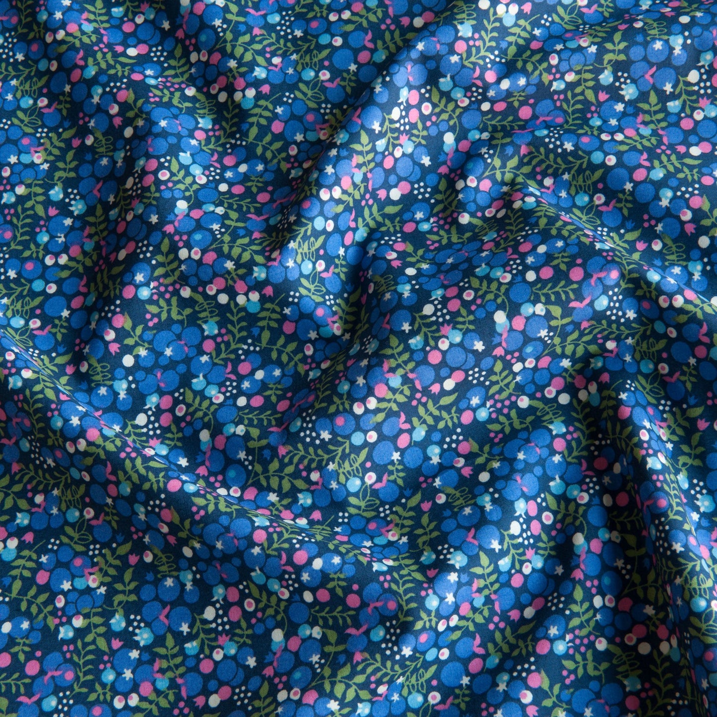 Berries Pima Cotton Lawn Fabric in Blue - 90cm Piece