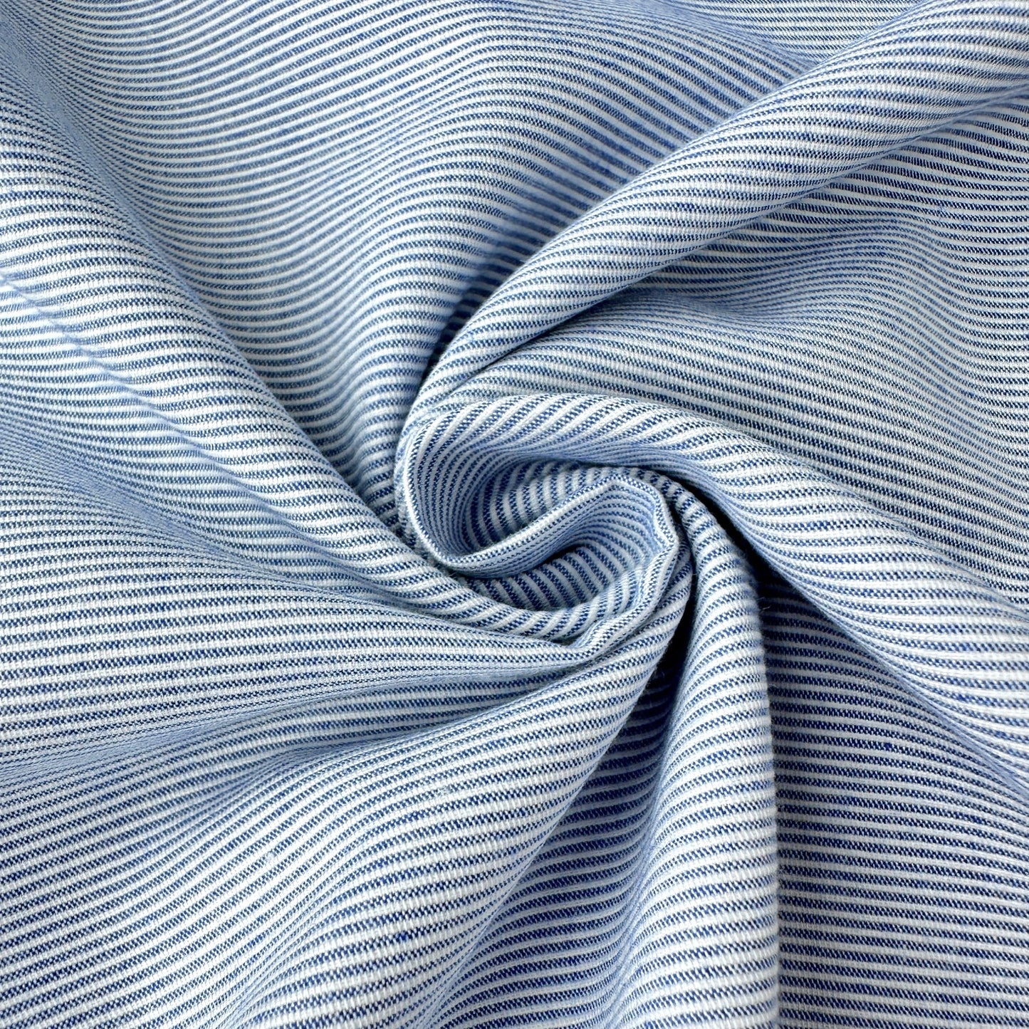 Blue and White Textured Stripe Cotton Fabric
