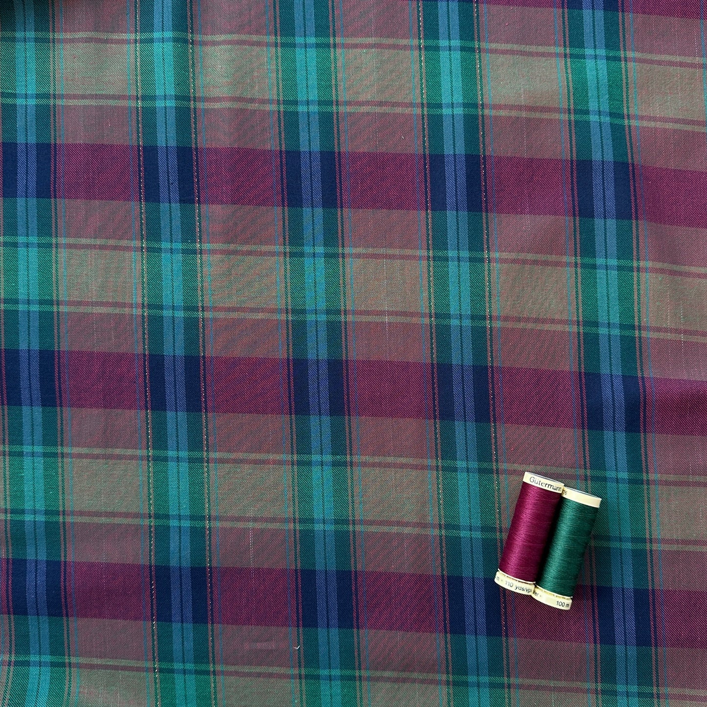 Check Cotton Fabric in Green