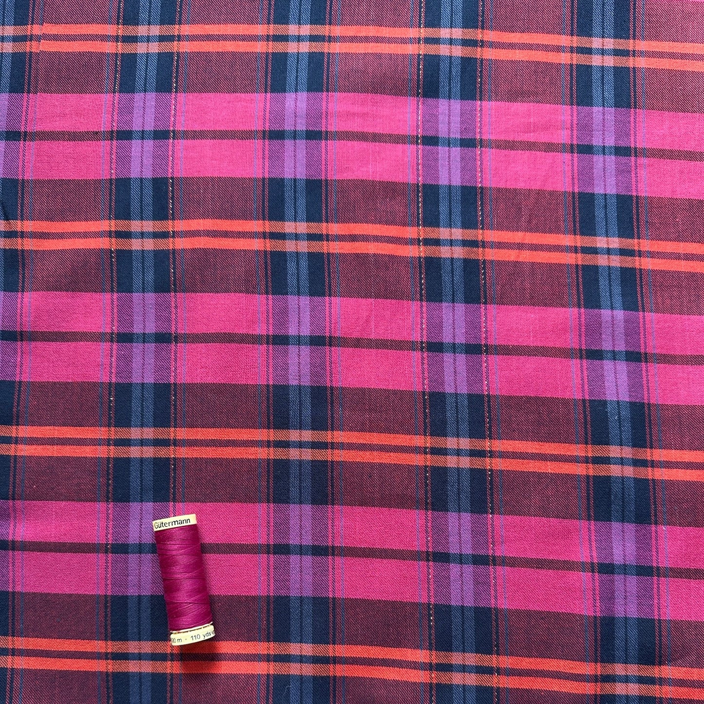 Check Cotton Fabric in Pink