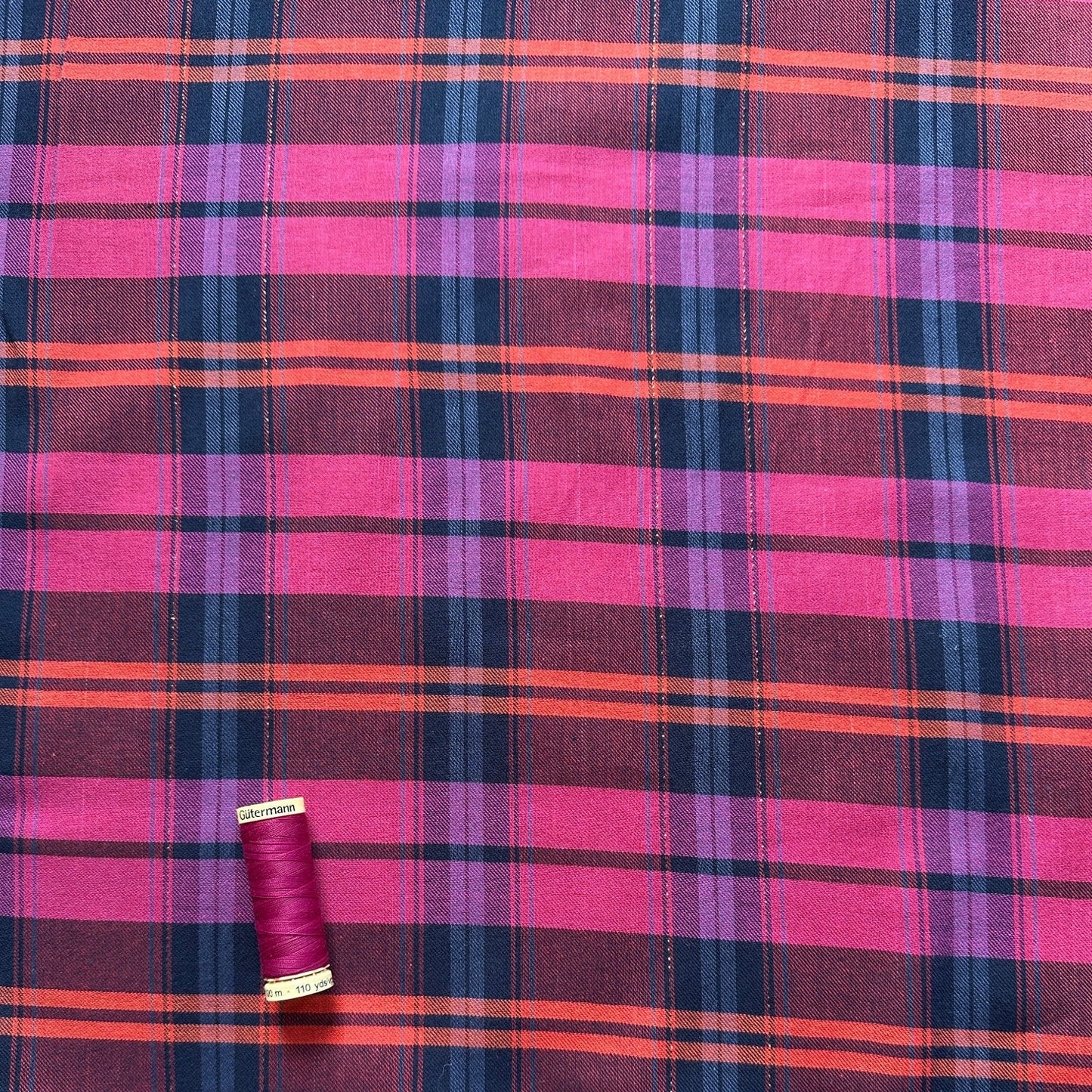 Check Cotton Fabric in Pink - 1.35m Piece