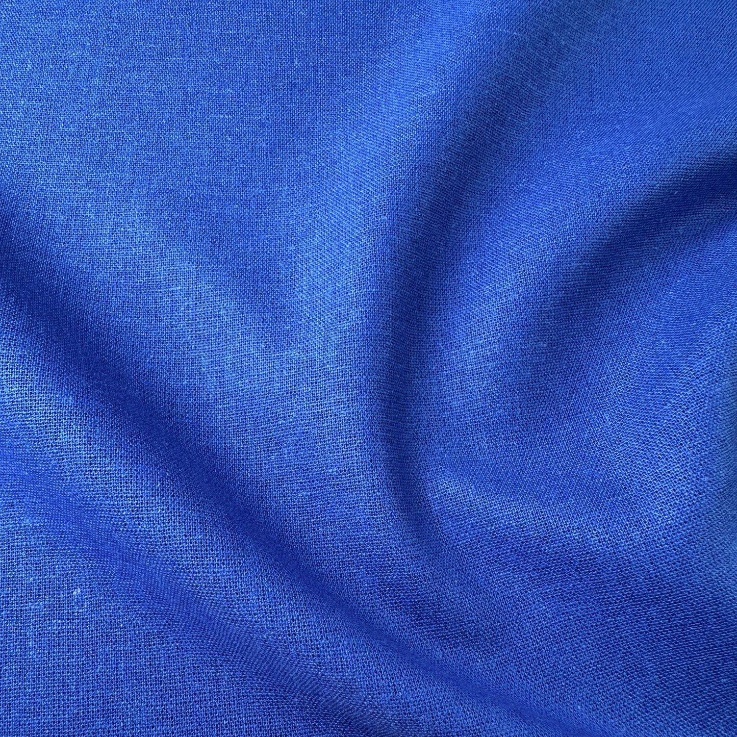 Close-up of Cobalt Blue Viscose Linen Fabric