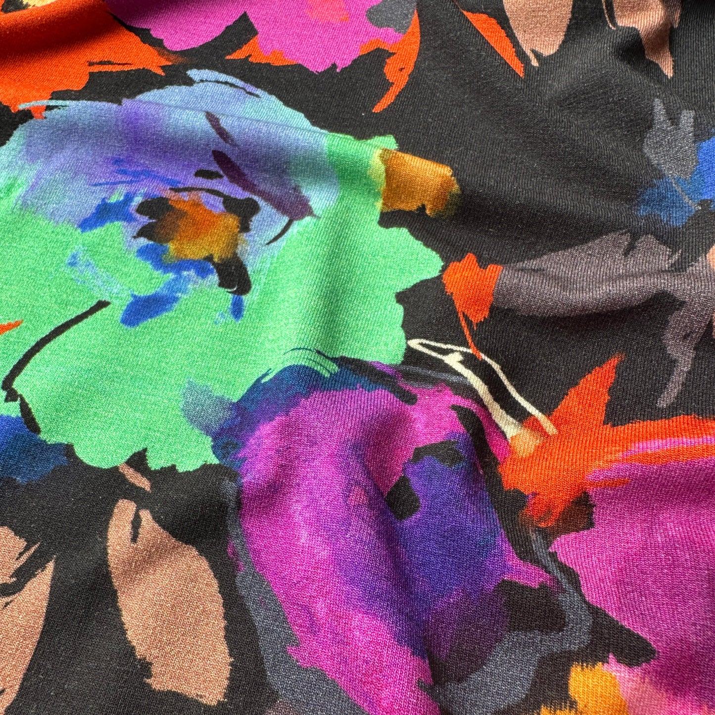 Colourful Abstract Flowers Viscose Jersey Fabric