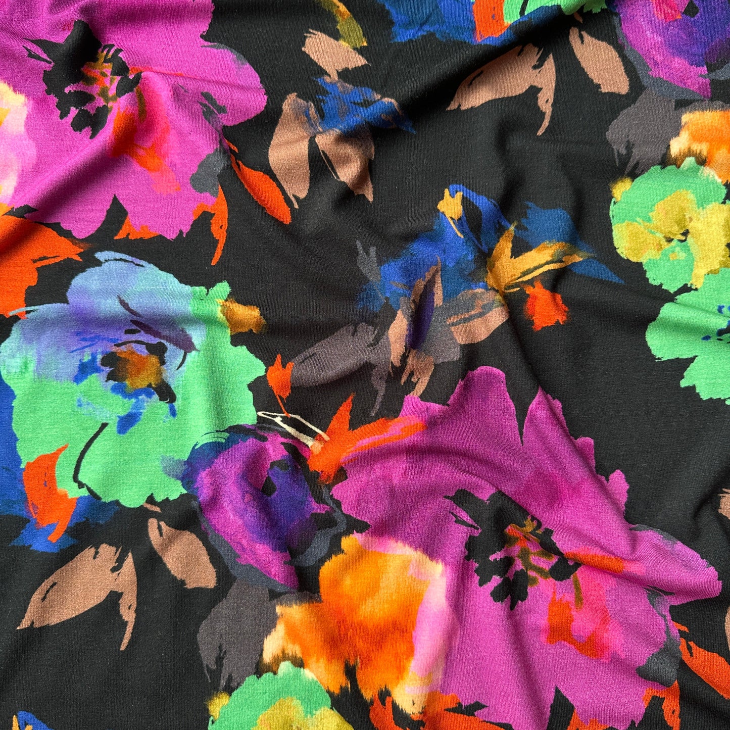 Colourful Abstract Flowers Viscose Jersey Fabric
