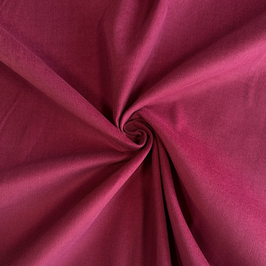 Cotton Needlecord Fabric in Bordeaux