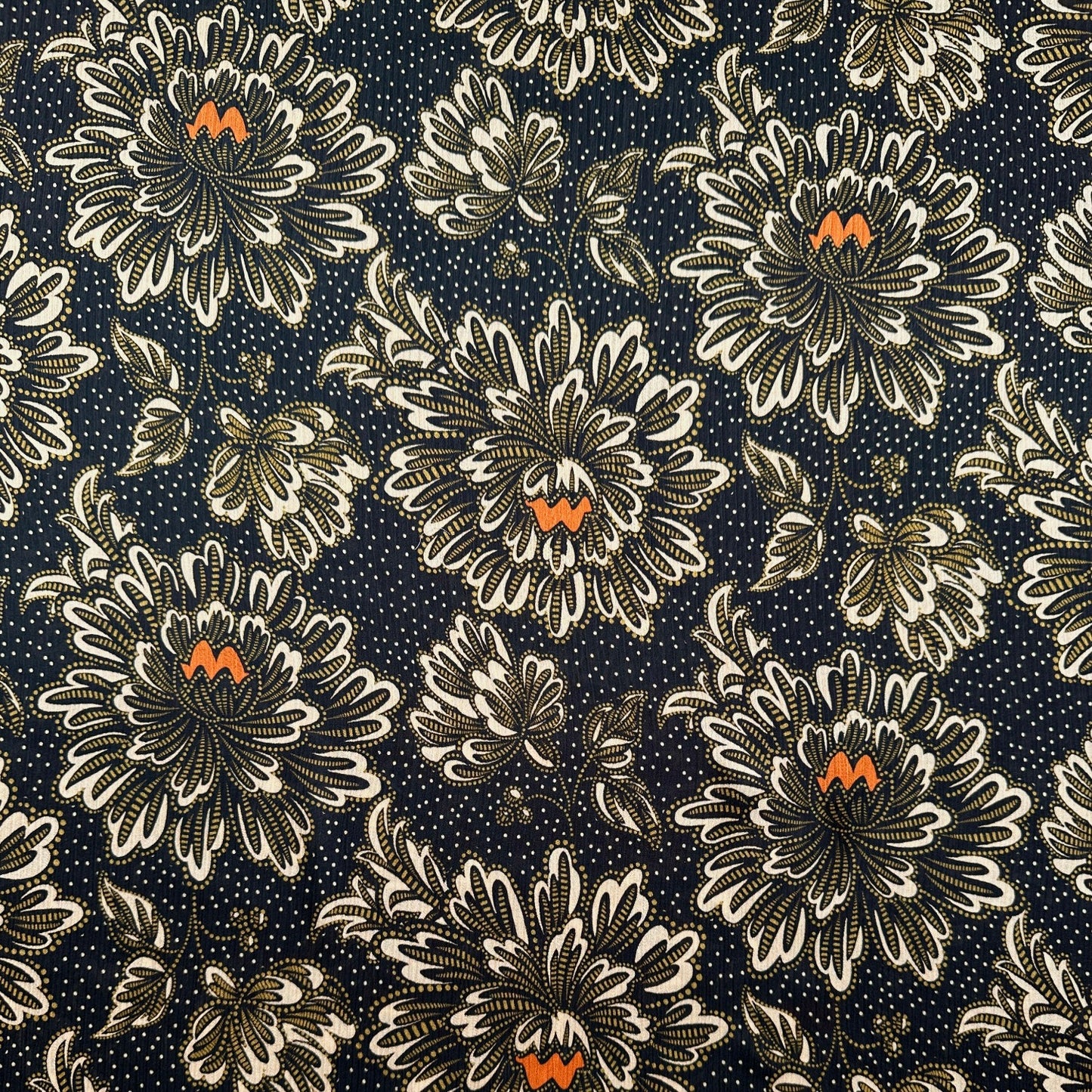 Peonies Crinkle Satin Fabric