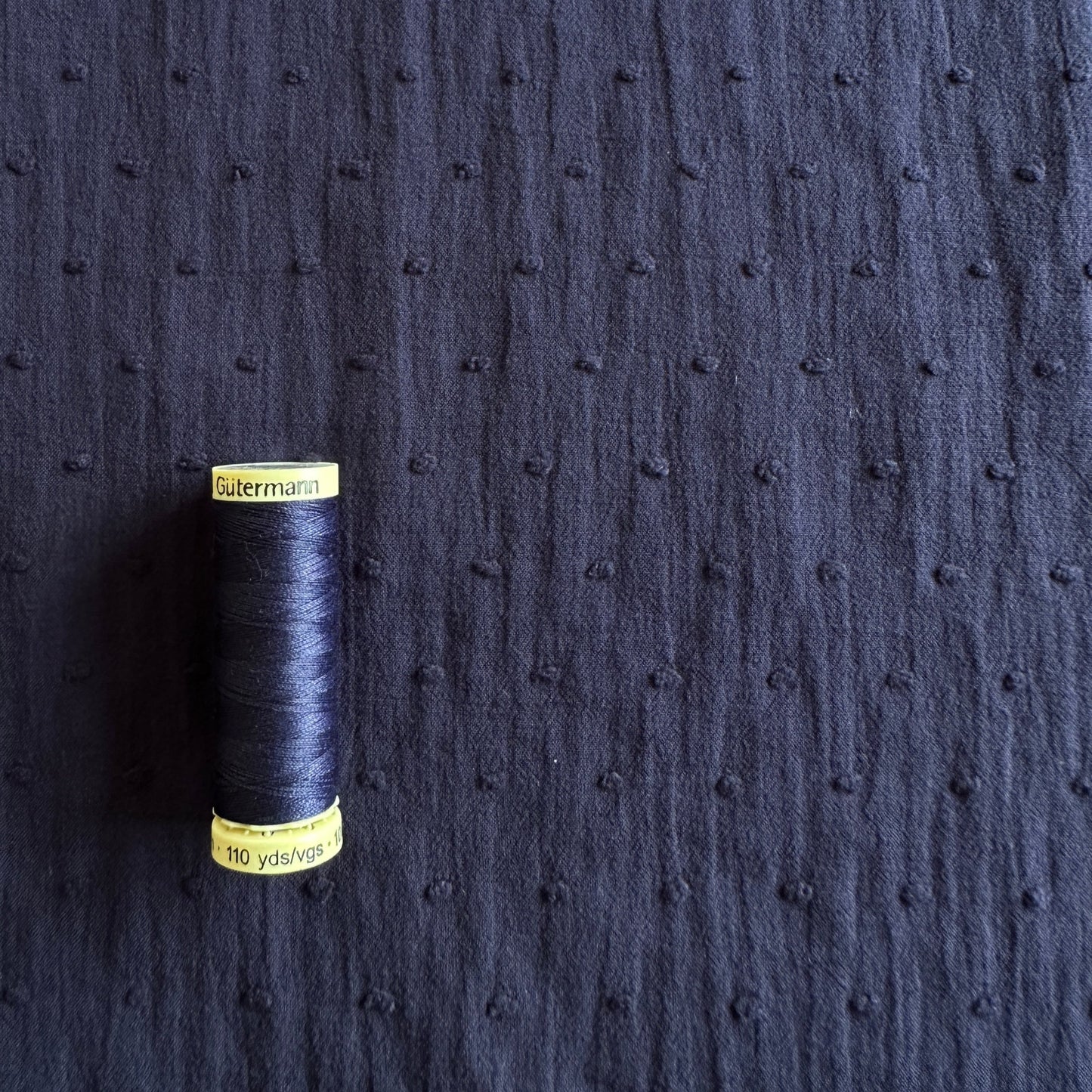Dobby Cotton Fabric in Navy