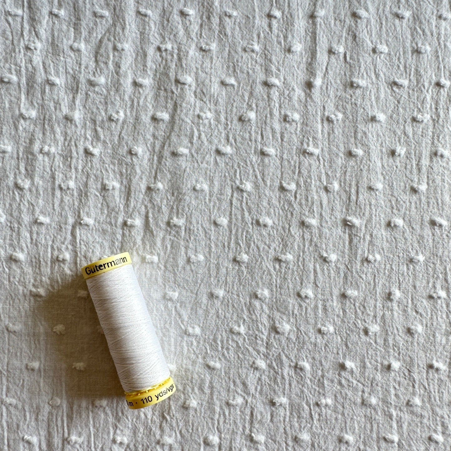 Dobby Cotton Fabric in White - 80cm