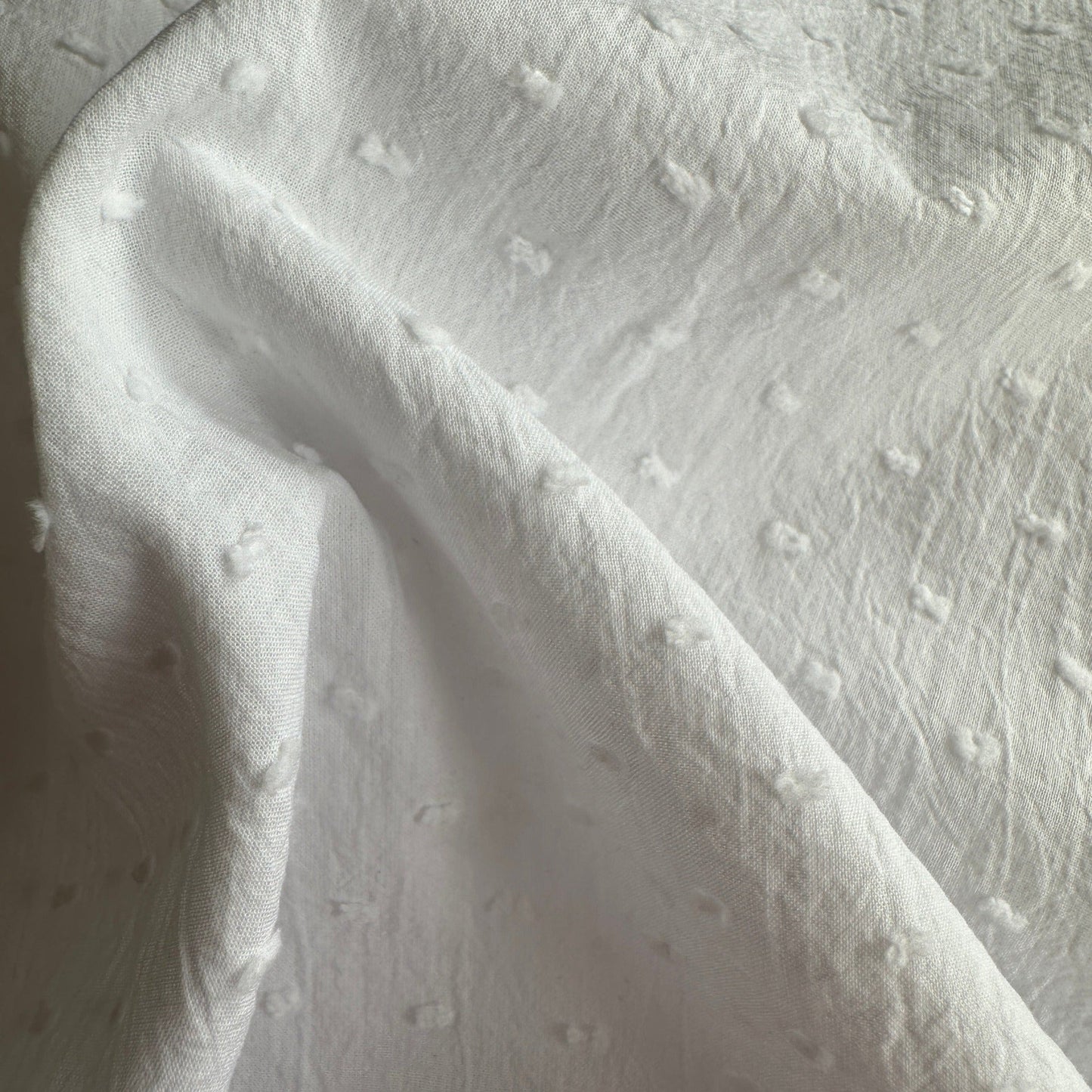 Dobby Cotton Fabric in White - 80cm
