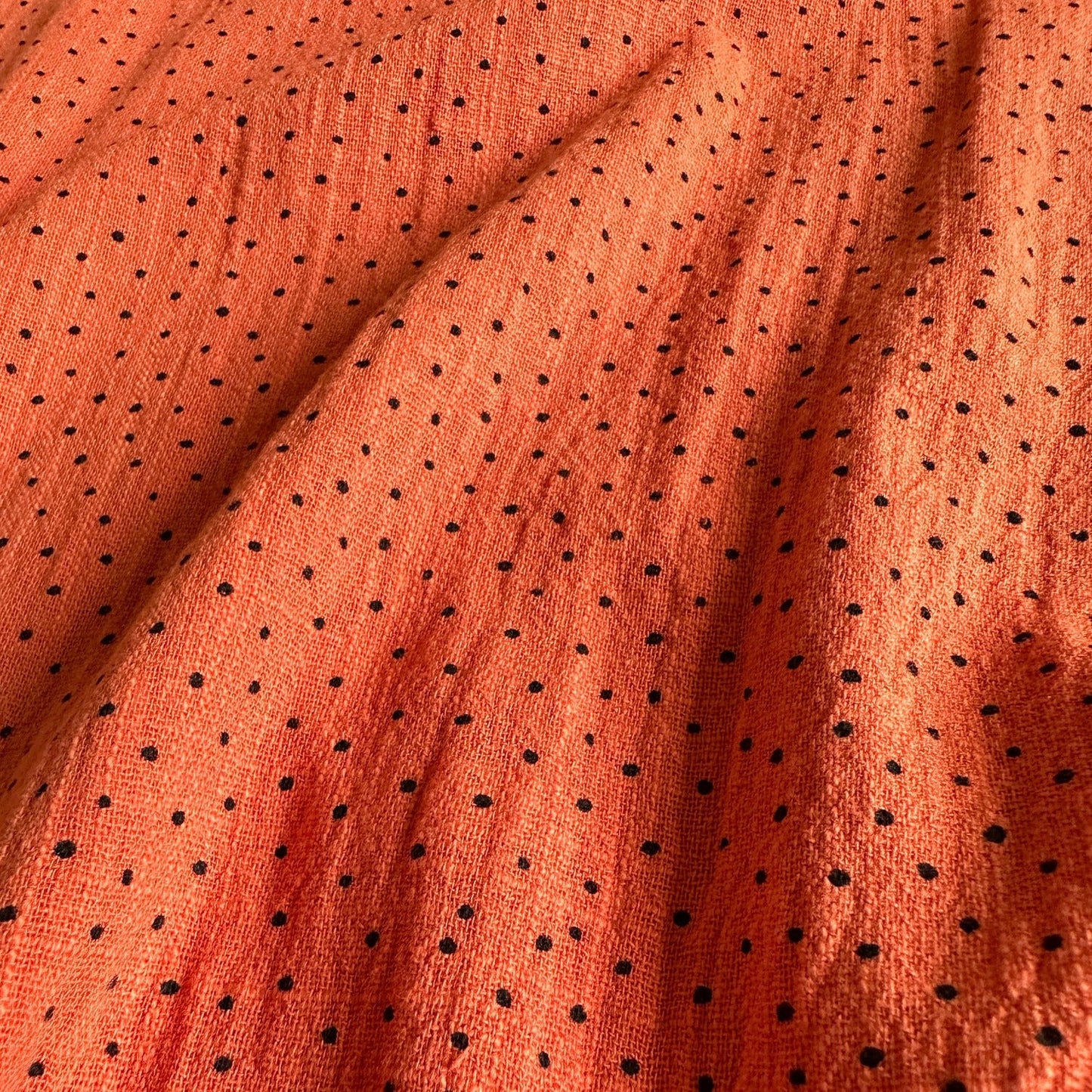 Dotty Cotton Cheesecloth Fabric in Pumpkin - 2m Piece
