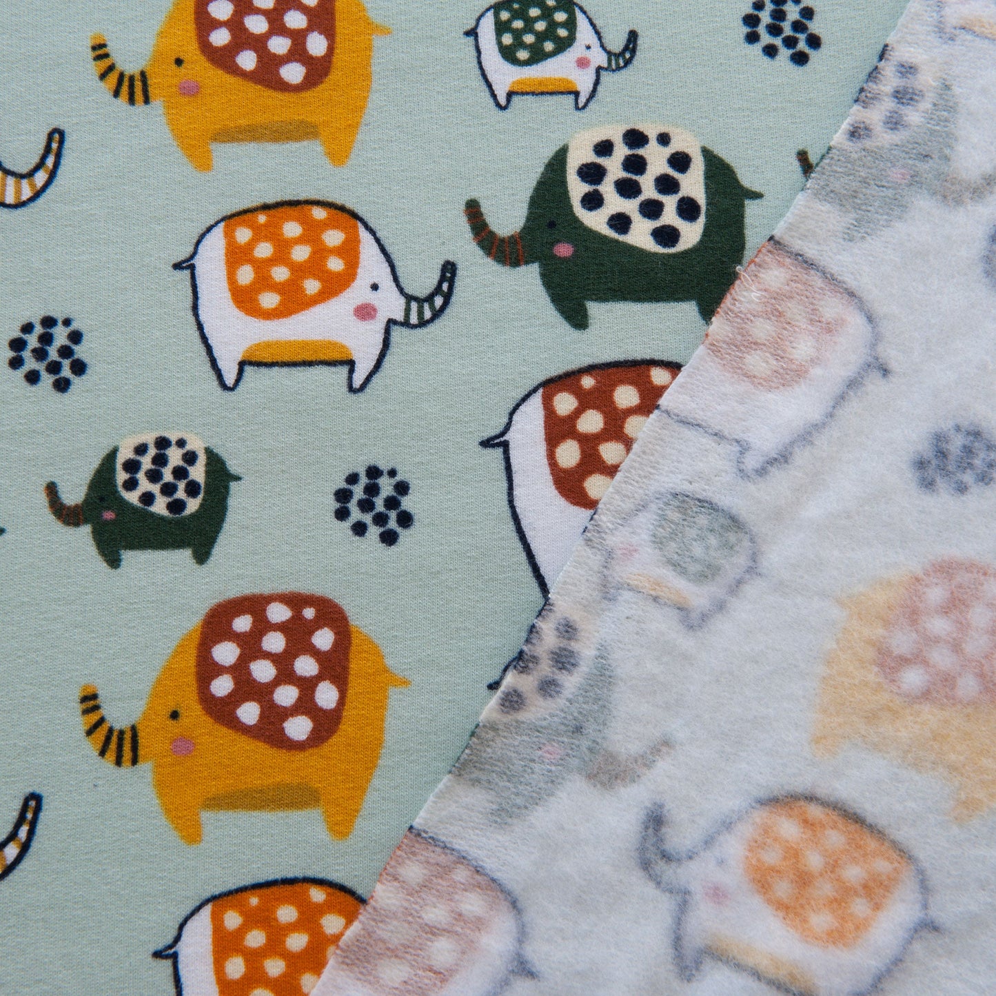 Elephant Sweatshirt Fabric in Light Mint - 50cm Piece