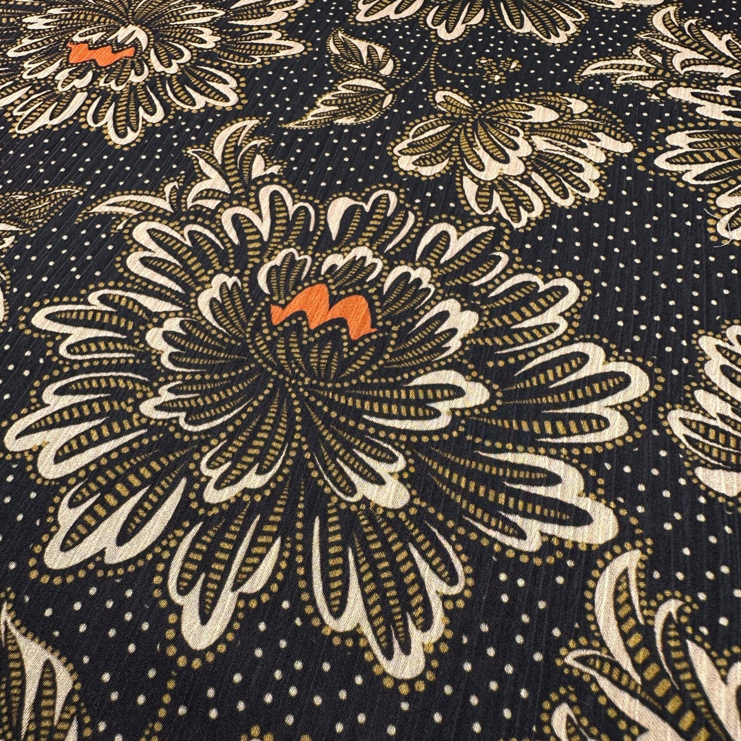 Peonies Crinkle Satin Fabric