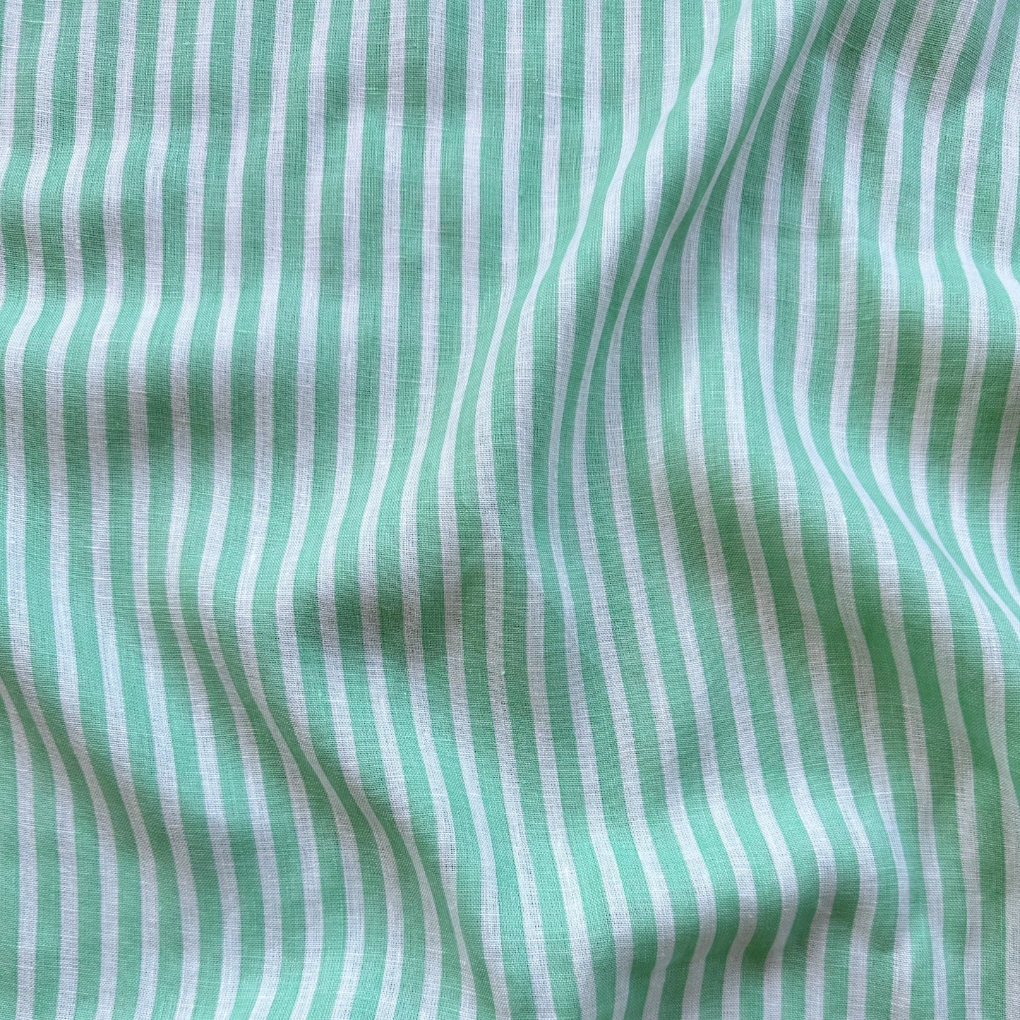 Mint and White Stripe Linen Fabric