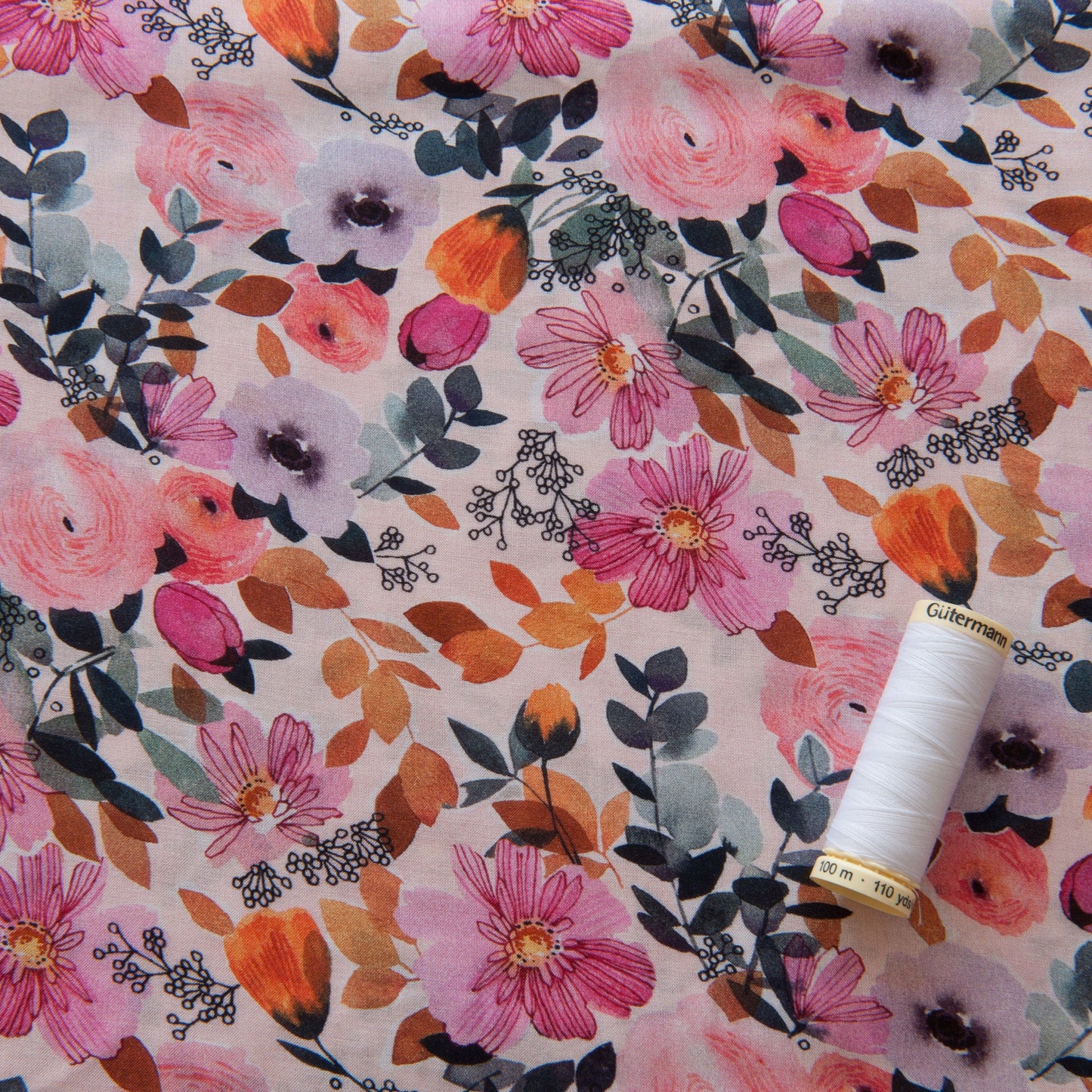 Flora Rayon Fabric in Pink - Dashwood Studio / Victoria Johnson - 2m Piece