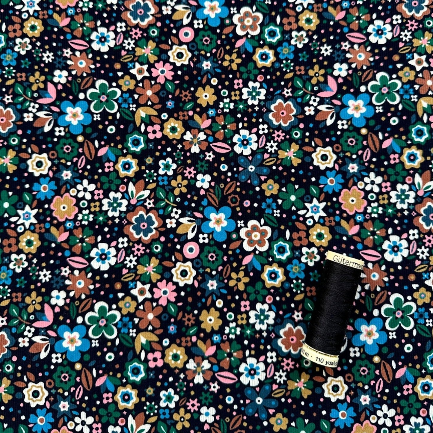 Florali 21 Wale Corduroy Fabric in Midnight - Dashwood Studio / Sholto Drumlanrig