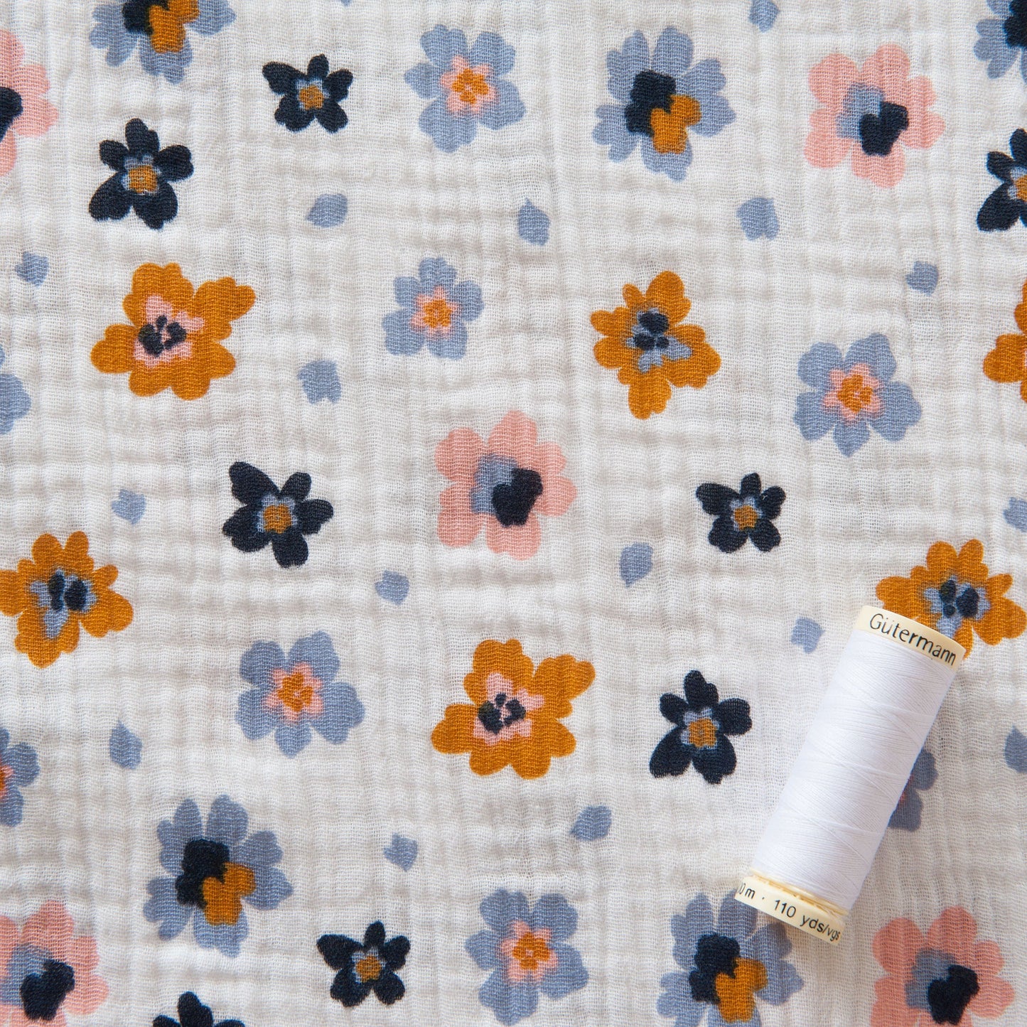 Flowers Organic Cotton Double Gauze - 65cm Piece