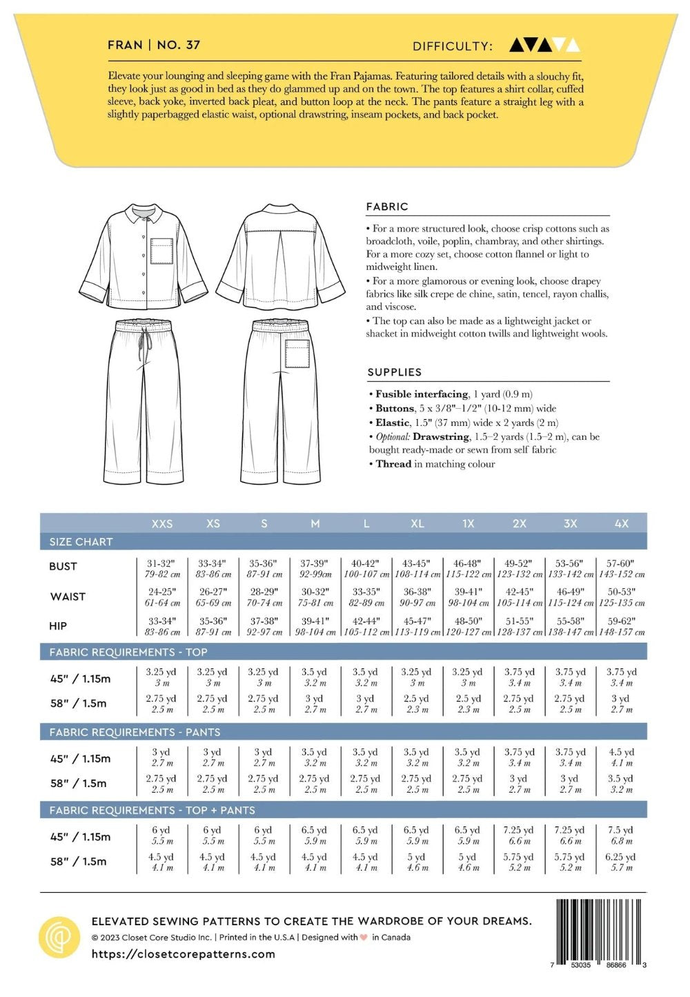Fran Pajamas Sewing Pattern - Closet Core Patterns
