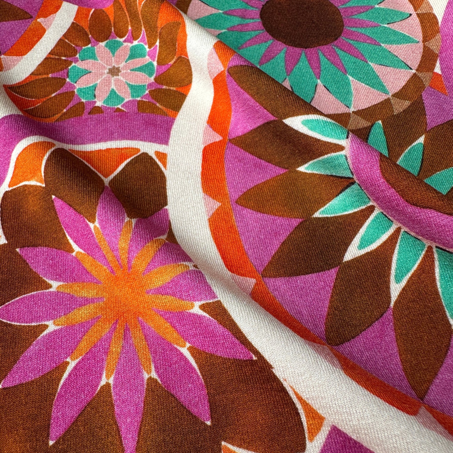 Geometric Circle Flowers Viscose Jersey Fabric