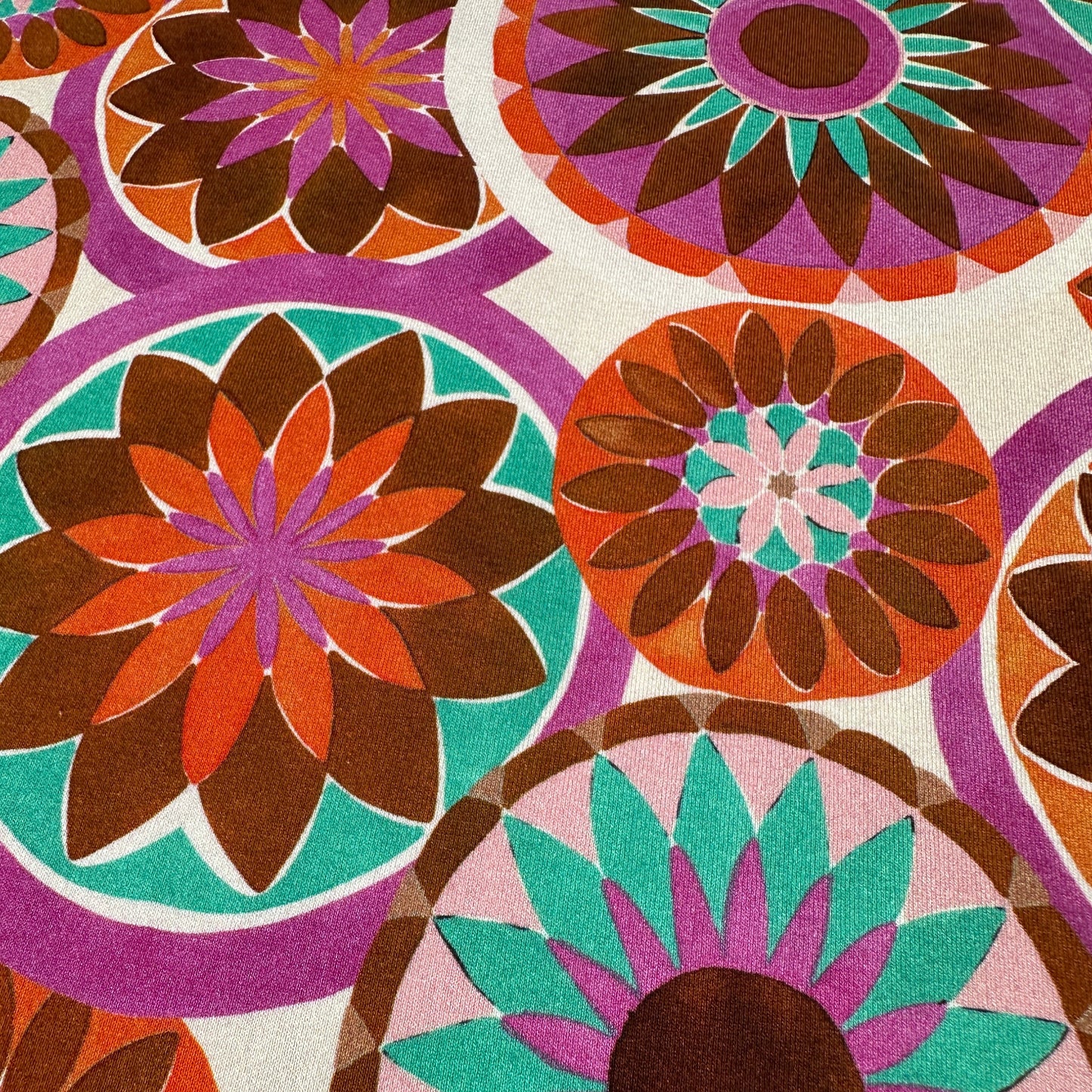Geometric Circle Flowers Viscose Jersey Fabric