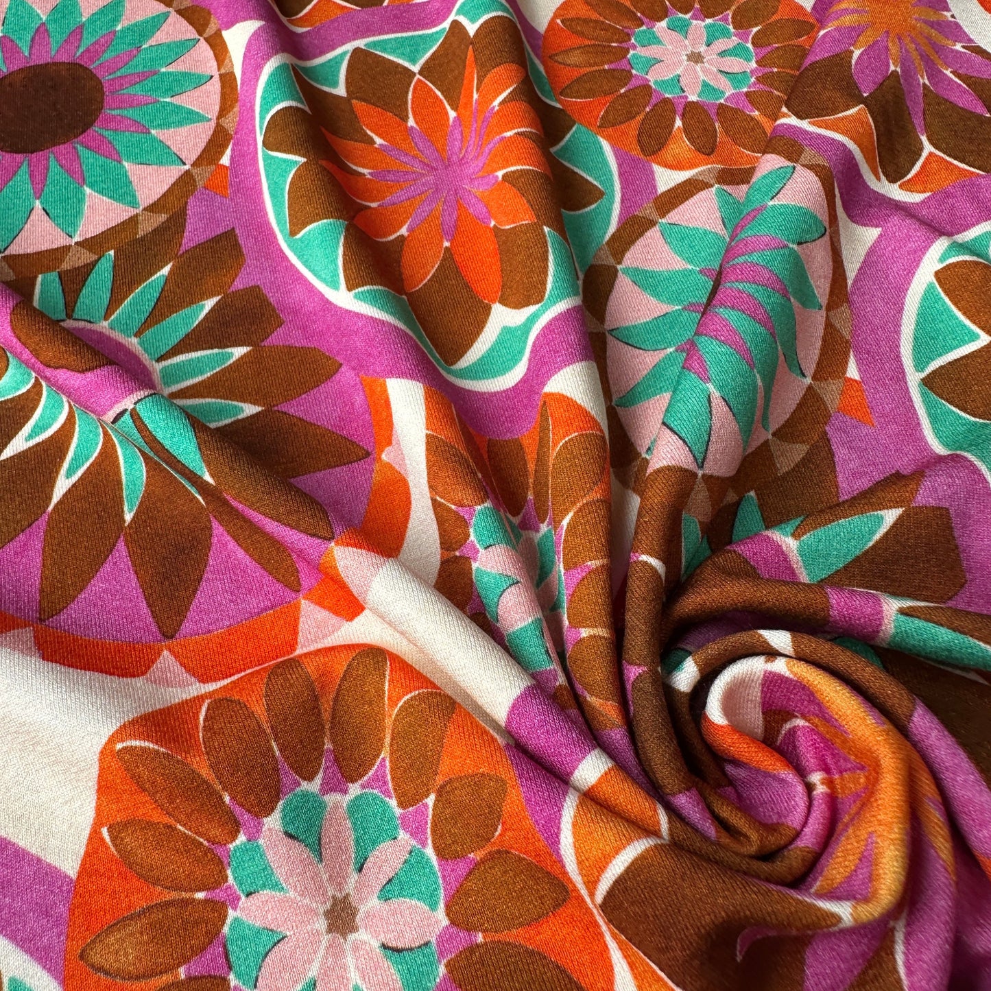 Geometric Circle Flowers Viscose Jersey Fabric