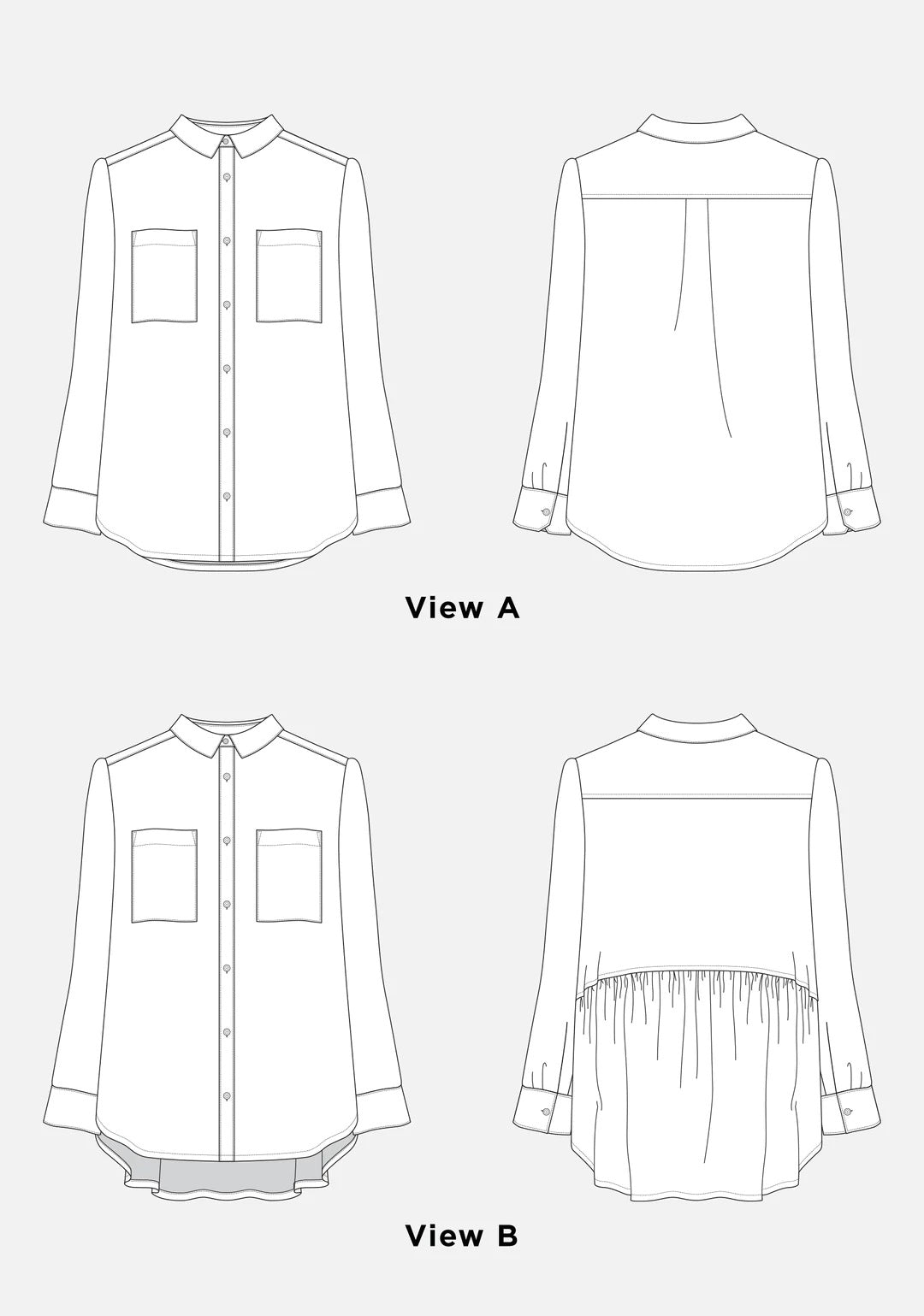 Archer Button Up Sewing Pattern (Size 0-18) - Grainline Studio
