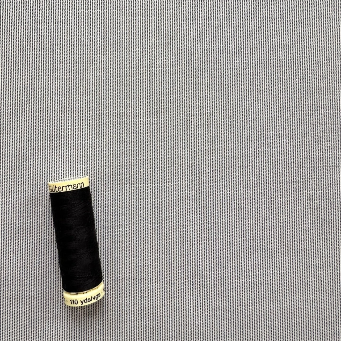 Grey and Ivory Striped Cotton Fabric