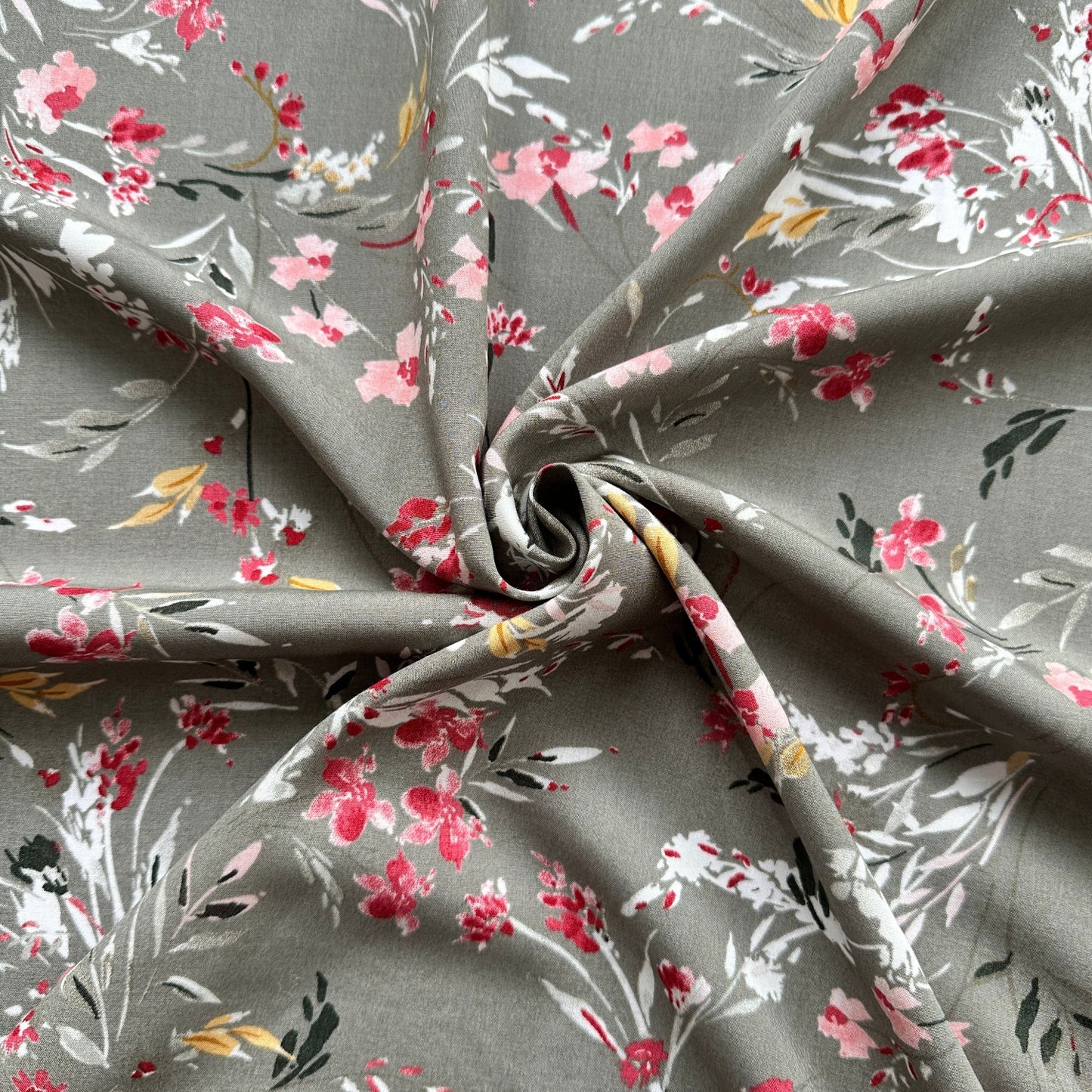 Harper Viscose Fabric in Light Khaki / Grey