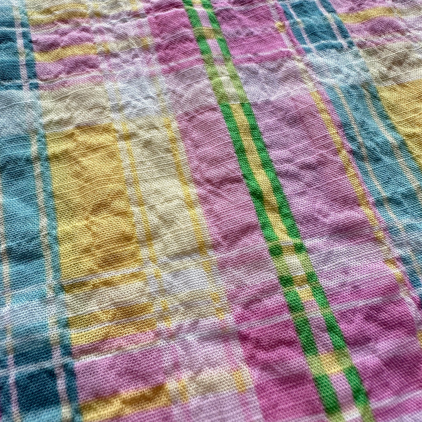 Pastel Plaid Cotton Seersucker Fabric