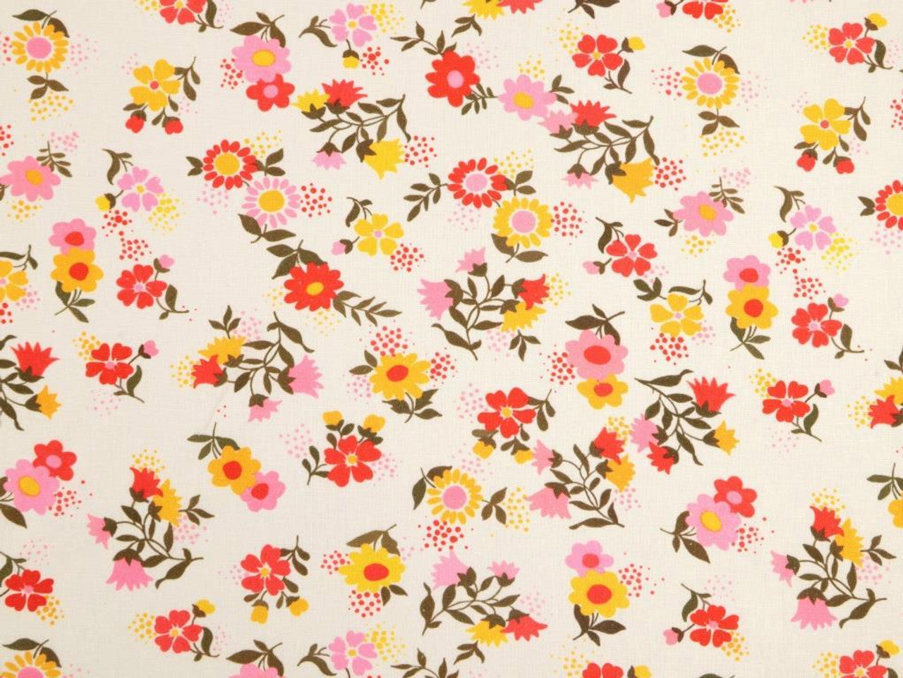 Gertie Floral Linen Viscose Fabric in Ivory - Fabric Godmother