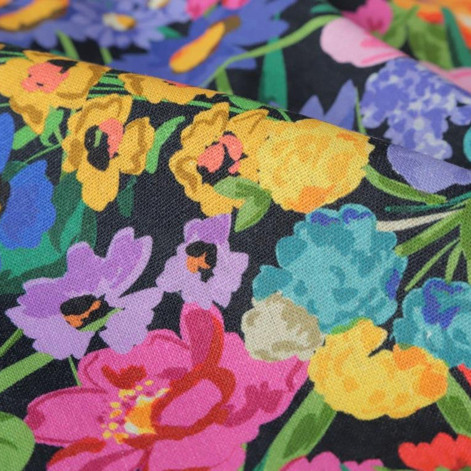 Linnaea Linen Viscose Fabric in Black - Fabric Godmother