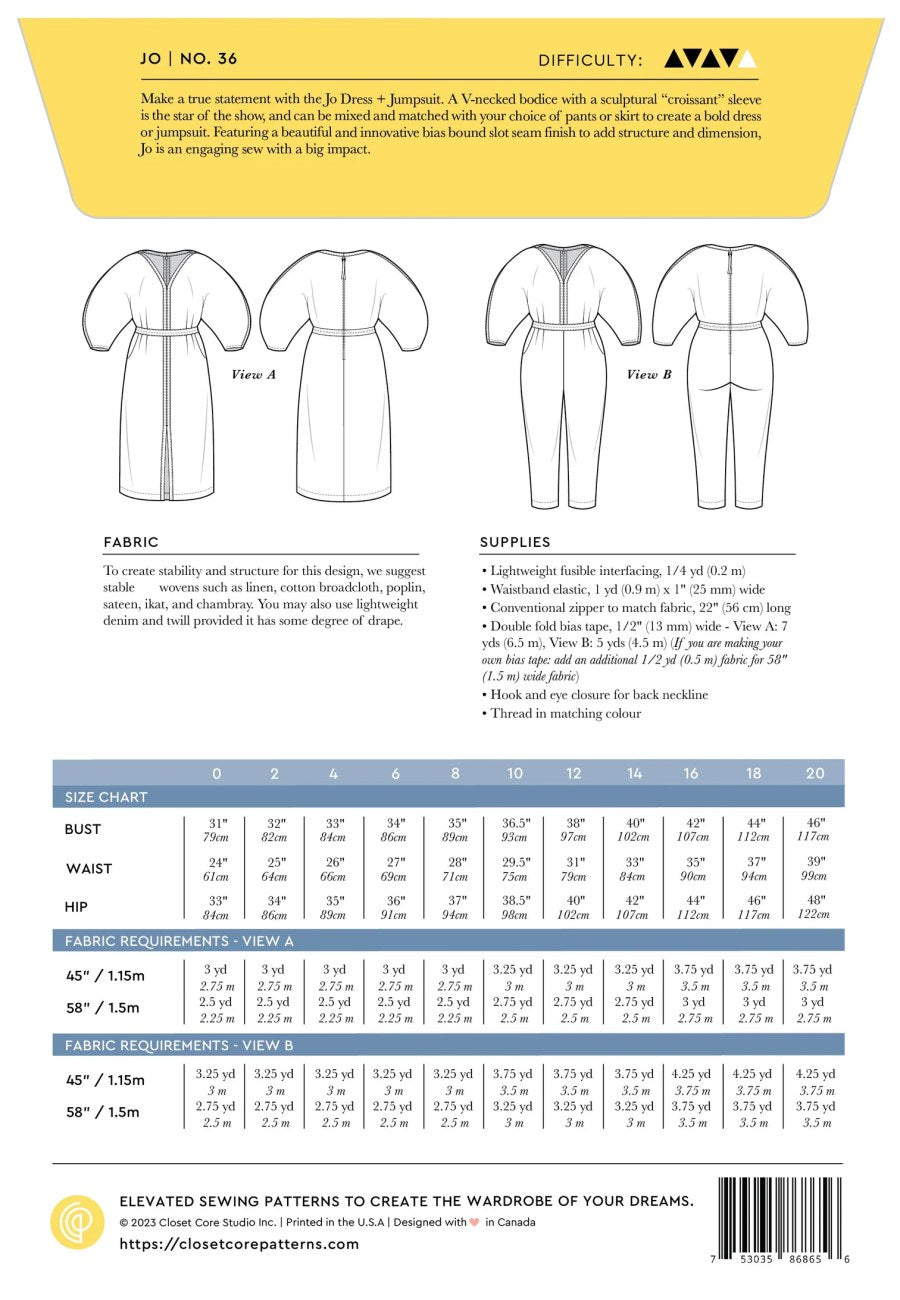 Jo Dress and Jumpsuit Sewing Pattern - Closet Core Patterns