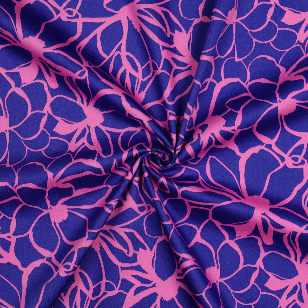 Magnolia Cotton Sateen Fabric in Royal Blue - Nerida Hansen - 95cm Piece