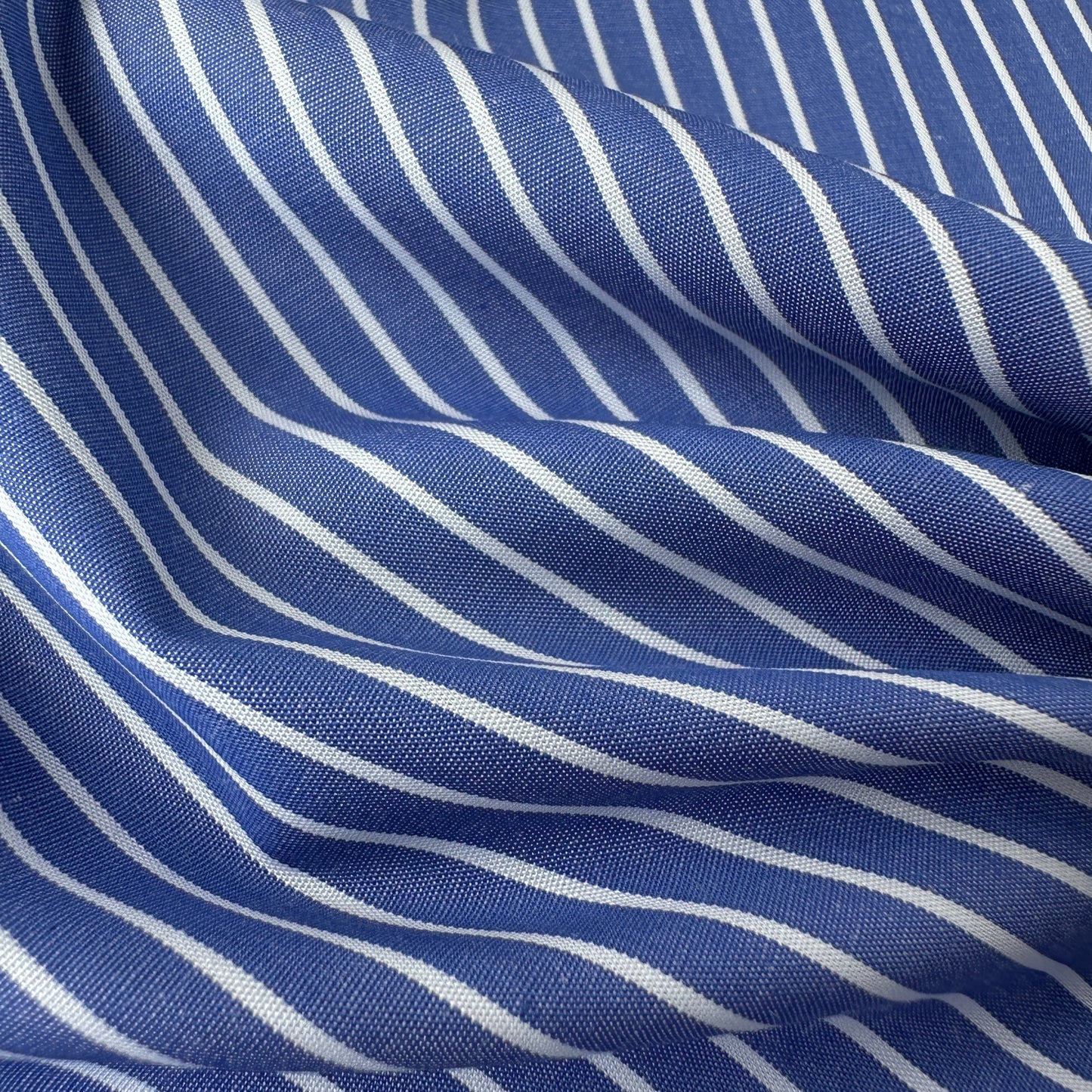 Close-up of marine striped cotton fabric