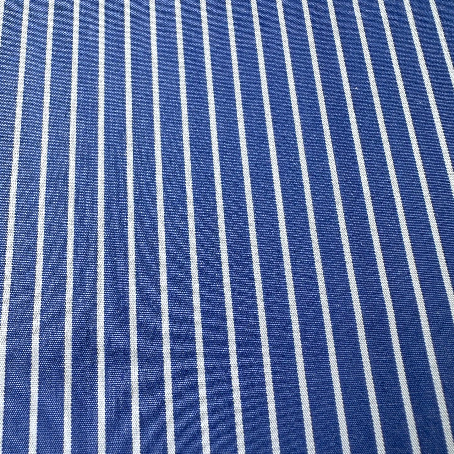 Close-up of blue and white striped fabric