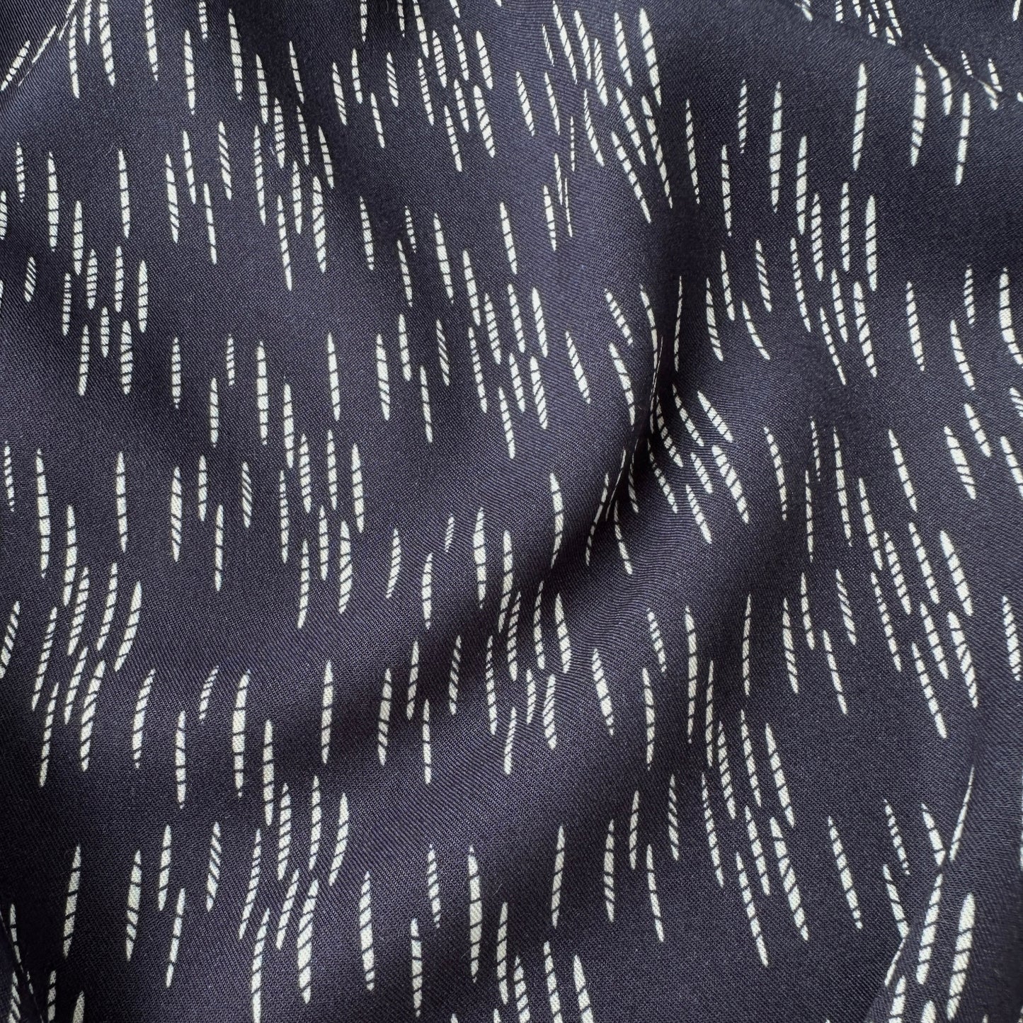 Navy with White Lines Viscose Twill Fabric