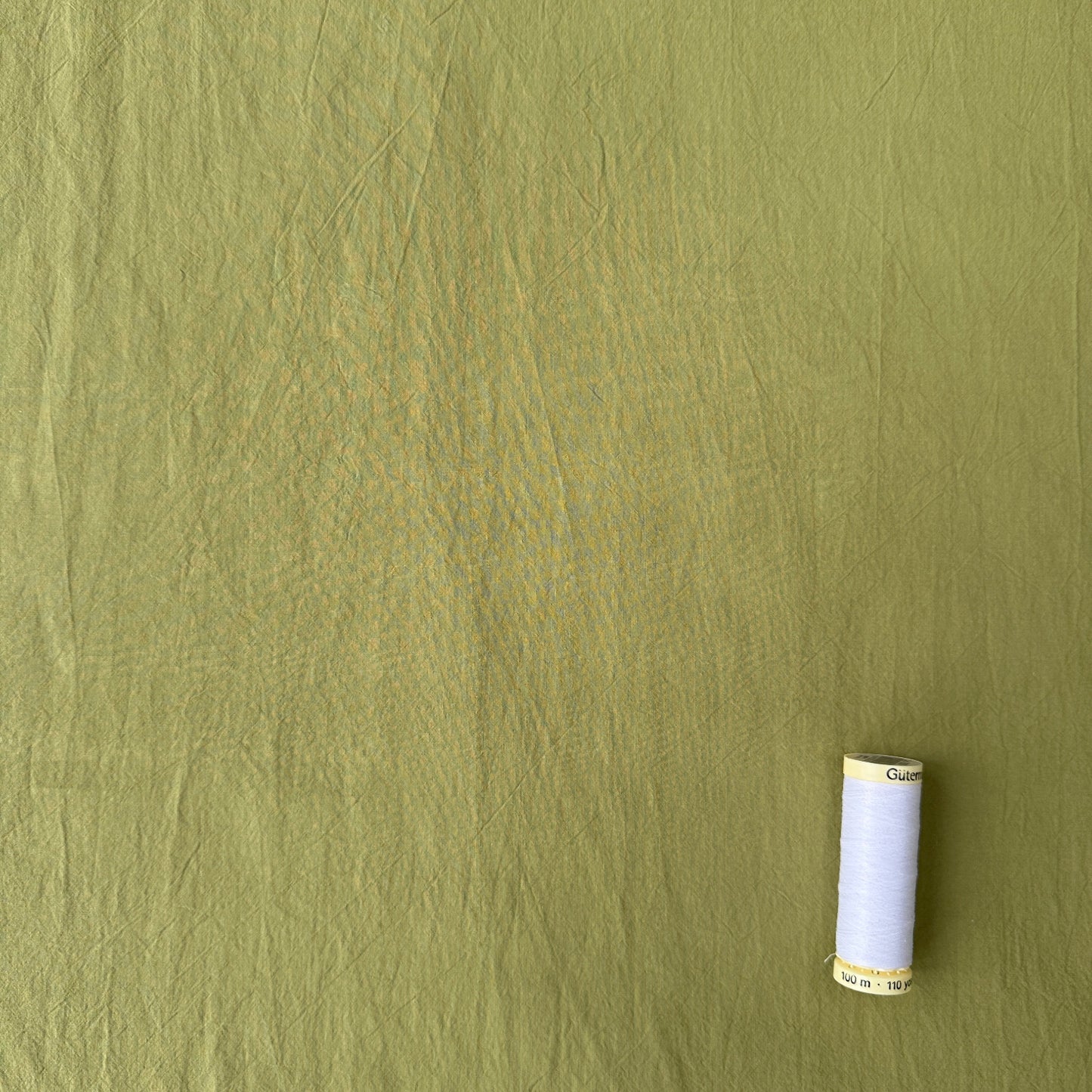 Olive Green Wrinkled Cotton Fabric